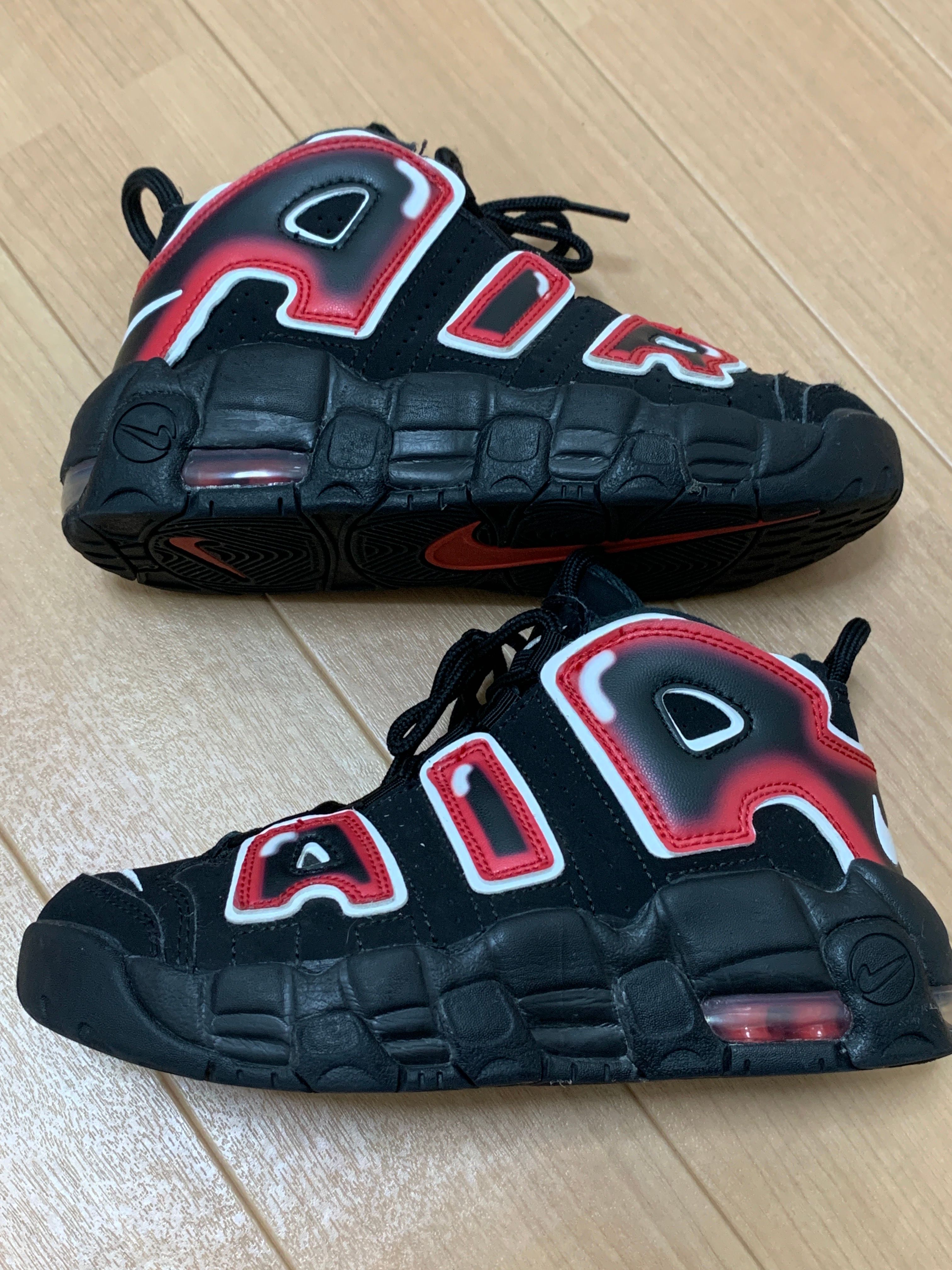 Nike PS Air More Uptempo 96 Spray Paint "Black/White/Laser Crimson"