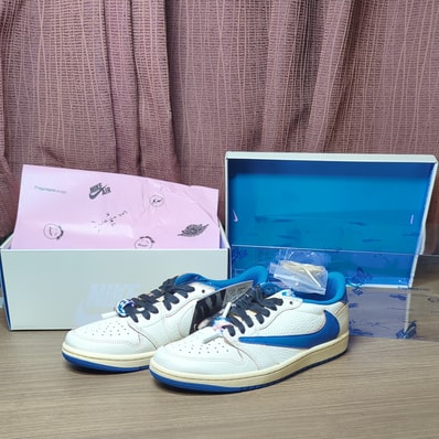 Travis Scott × fragment design × Nike Air Jordan 1 Low OG "Sail/Military Blue"