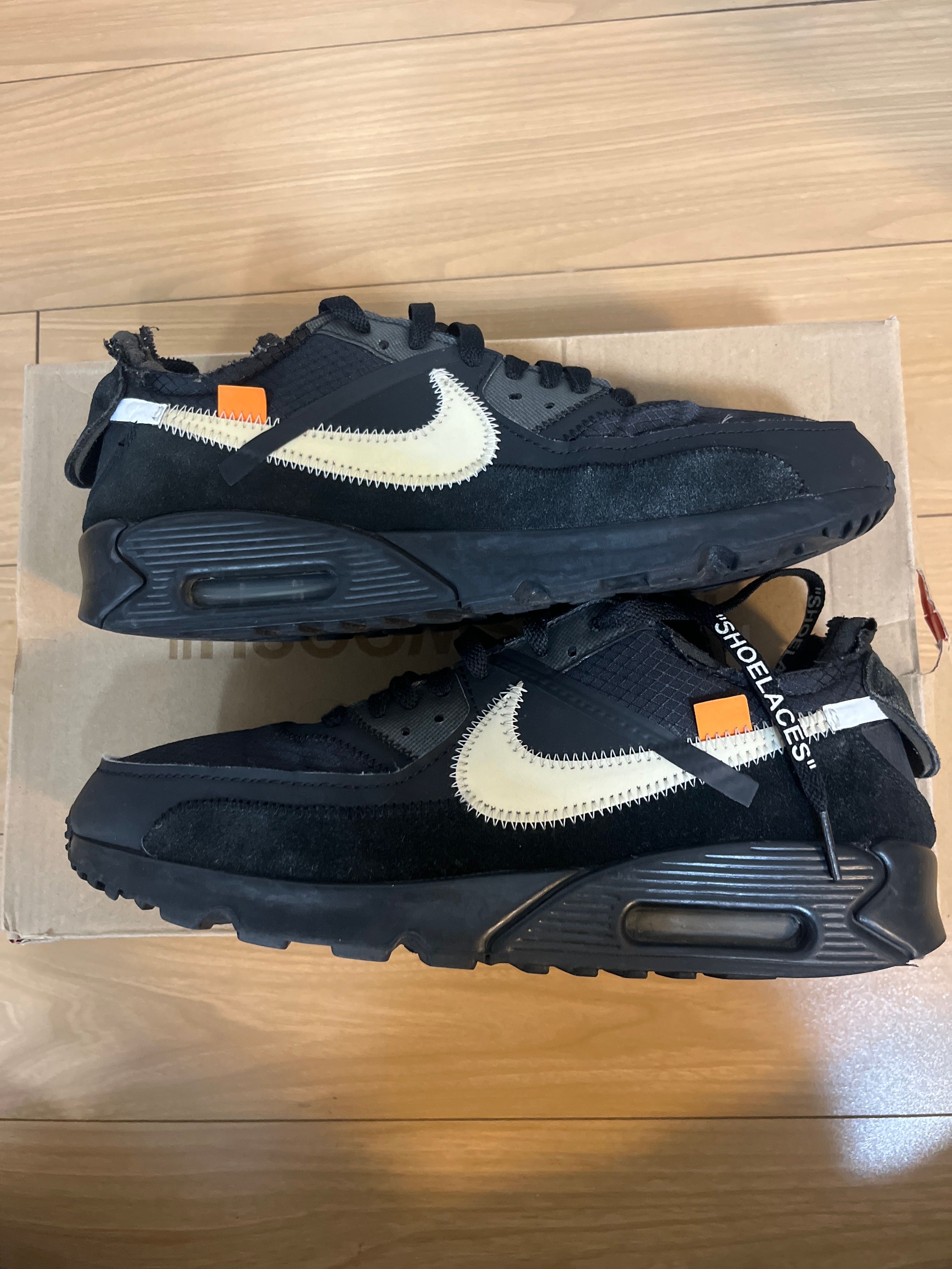 Off-White × Nike Air Max 90 "Black/Black-Cone-White"