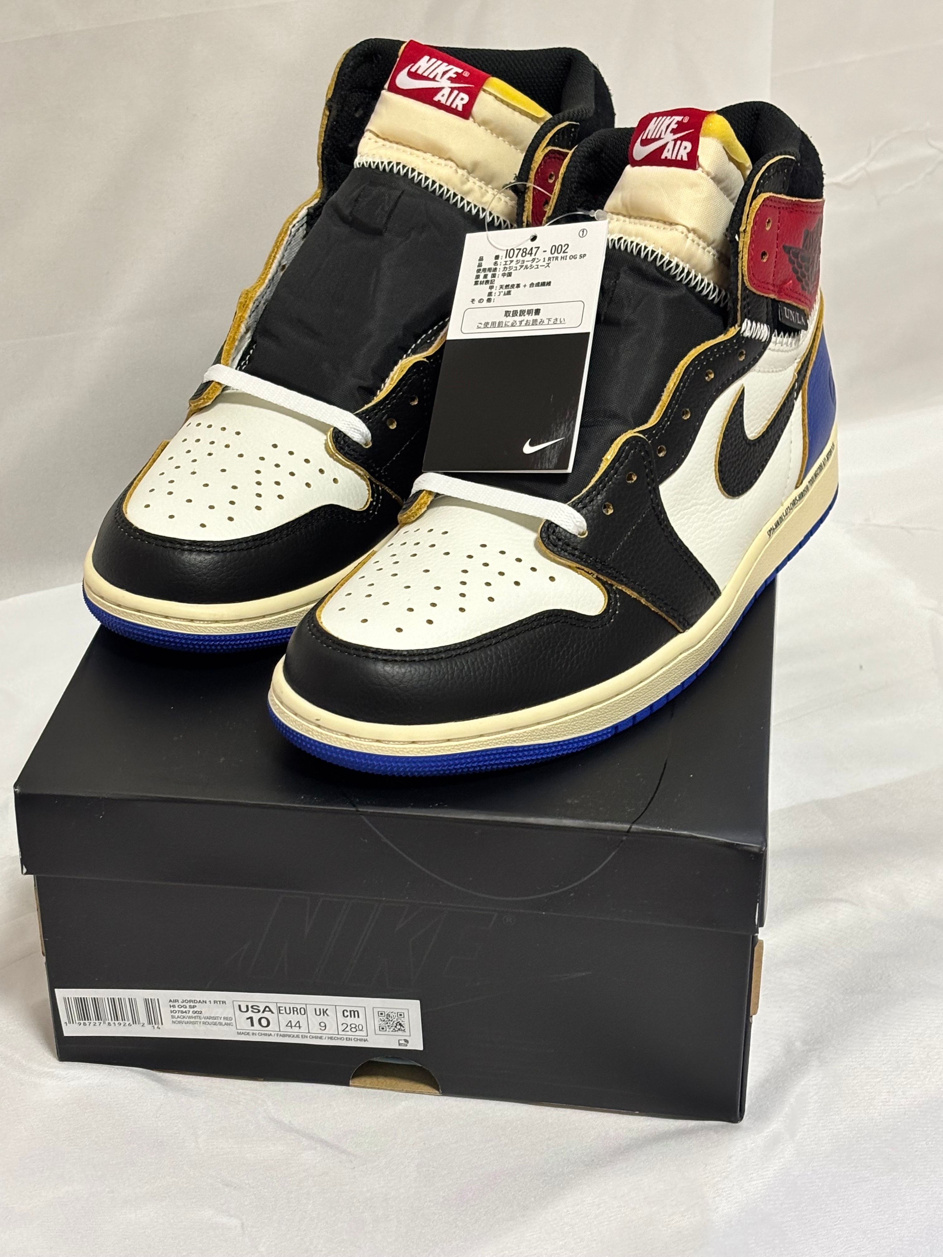 fragment design × UNION × Nike Air Jordan 1 High OG "Black/Varsity Red"