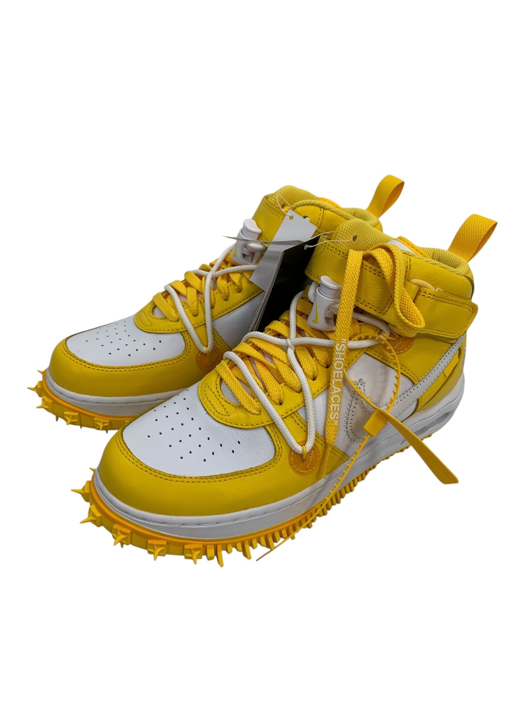 Off-White × Nike Air Force 1 Mid SP LTHR "White and Varsity Maize"