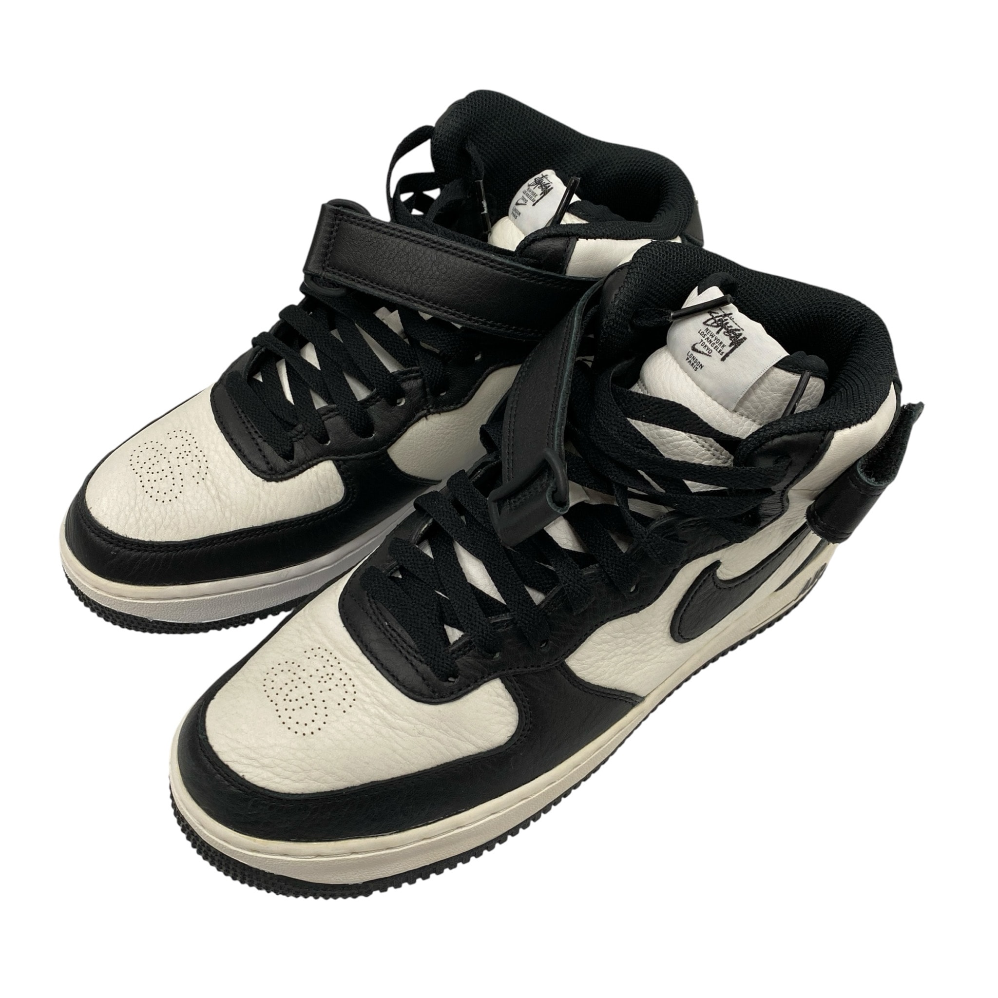 Stussy × Nike Air Force 1 Mid "Black and Light Bone"