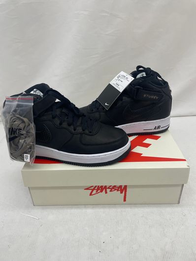 Stussy × Nike Air Force 1 Mid "Black/Black"