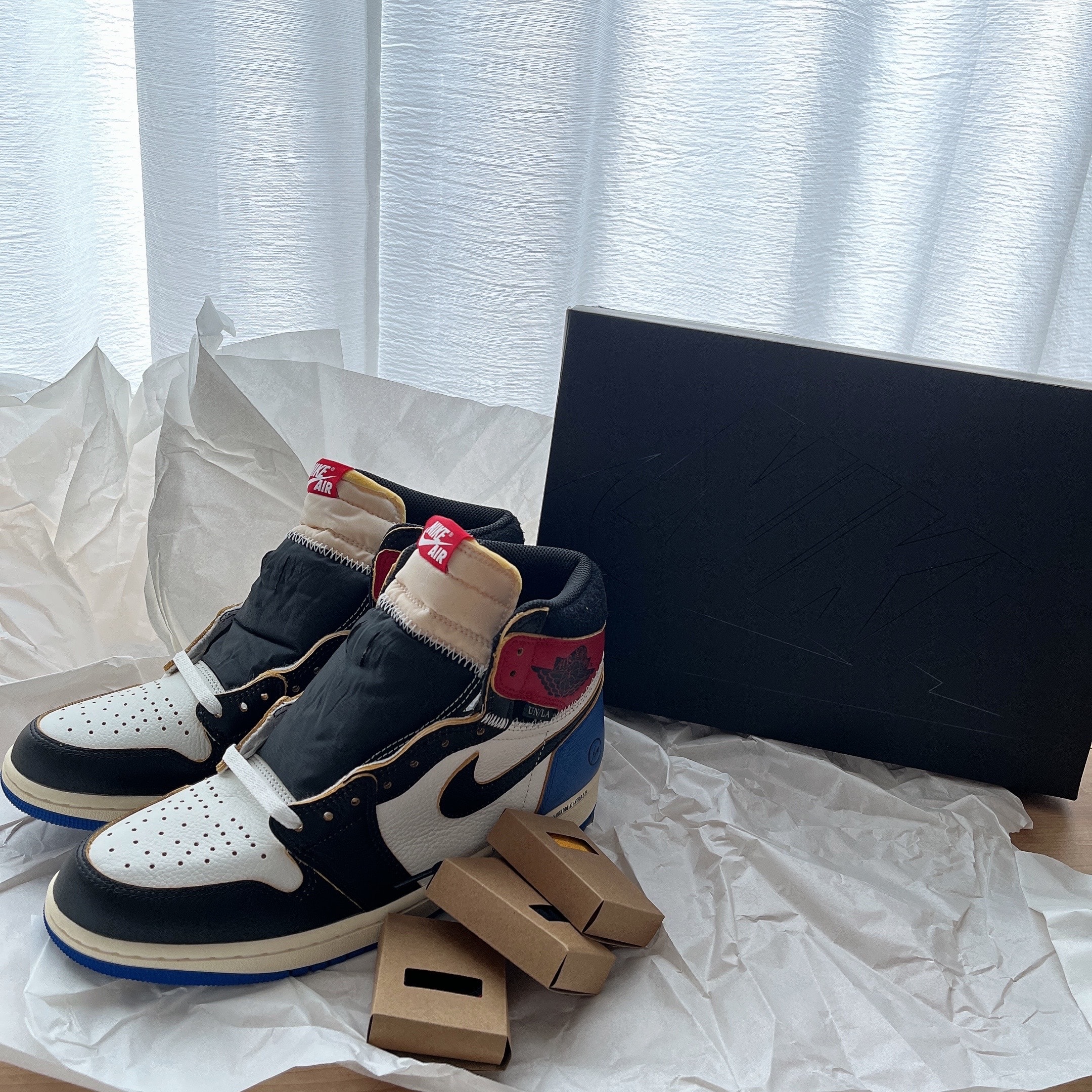 fragment design × UNION × Nike Air Jordan 1 High OG "Black/Varsity Red"