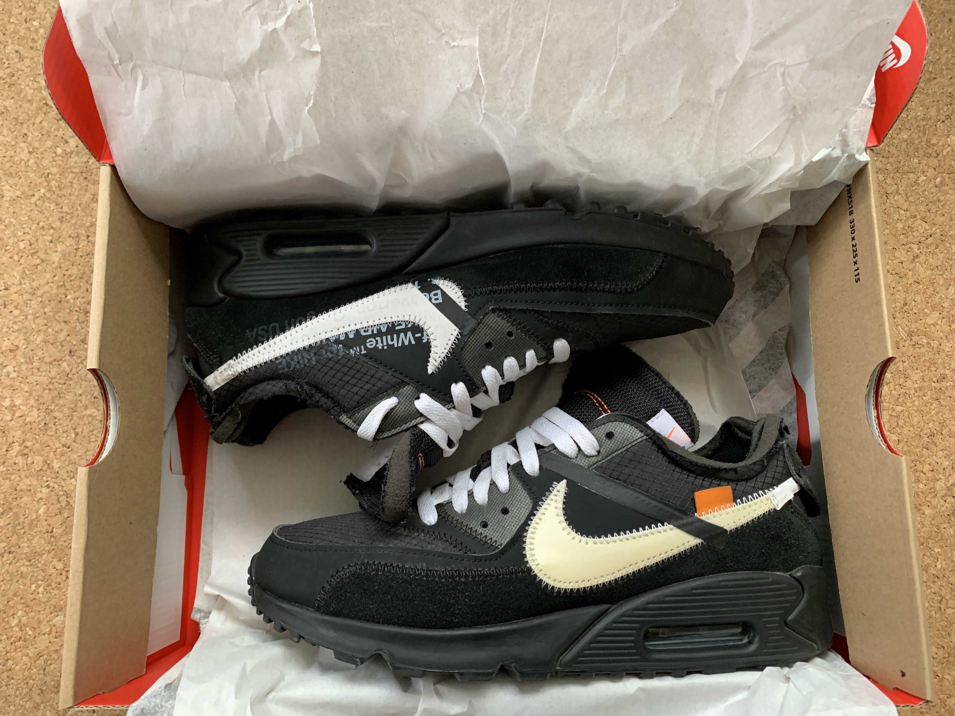 Off-White × Nike Air Max 90 "Black/Black-Cone-White"