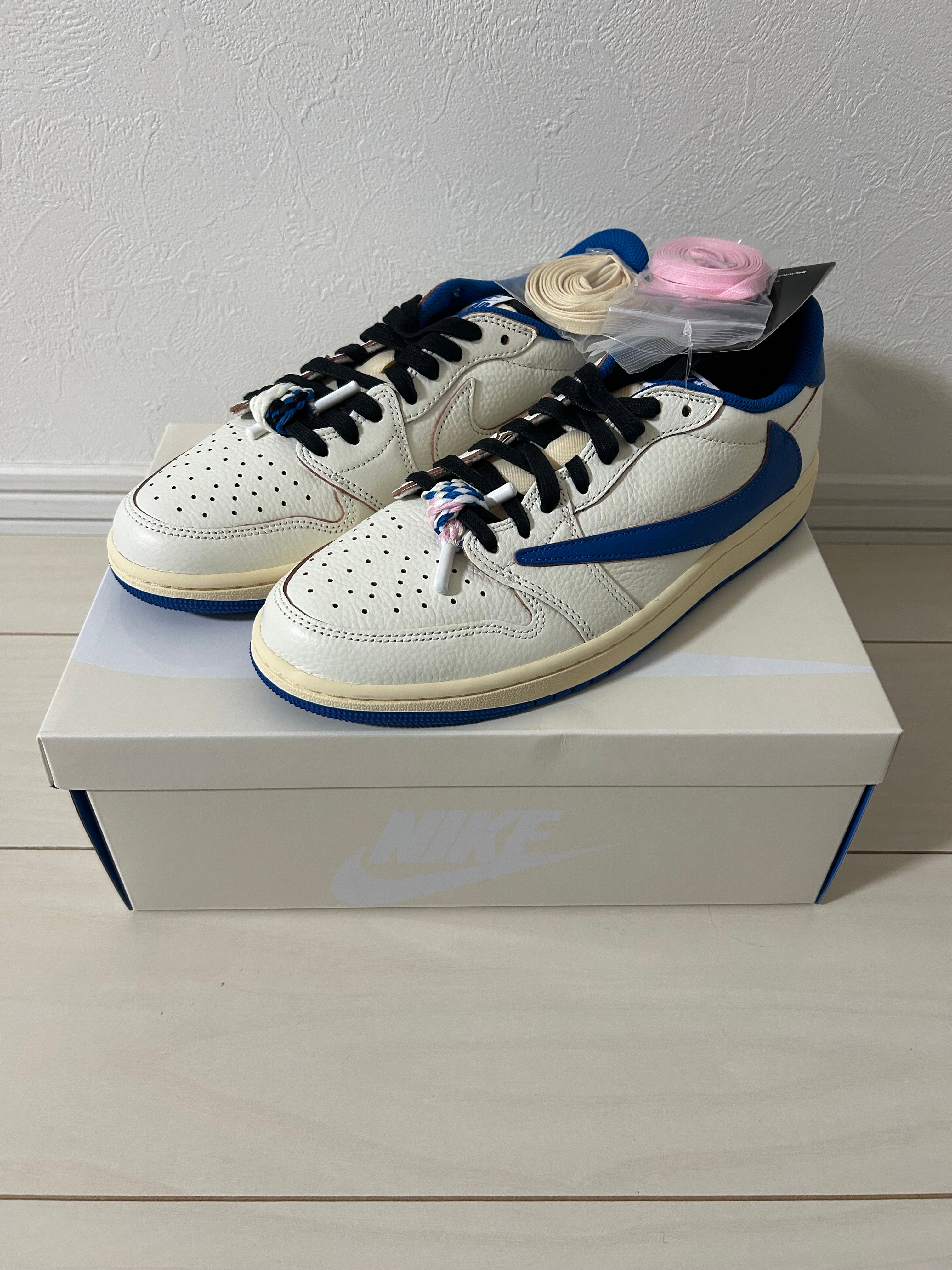 Travis Scott × fragment design × Nike Air Jordan 1 Low OG "Sail/Military Blue"