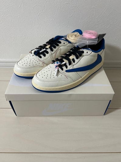 Travis Scott × fragment design × Nike Air Jordan 1 Low OG "Sail/Military Blue"