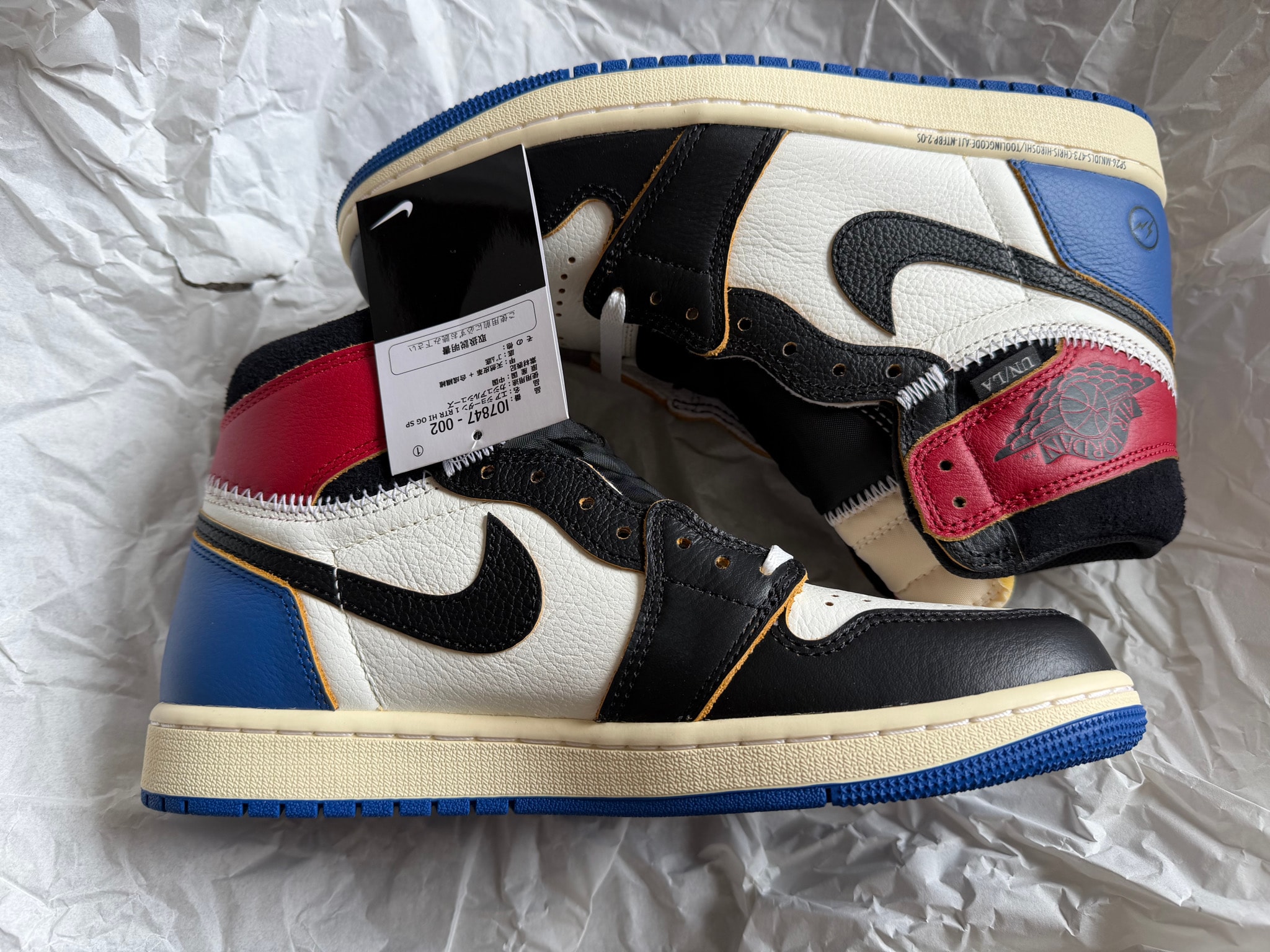 fragment design × UNION × Nike Air Jordan 1 High OG "Black/Varsity Red"