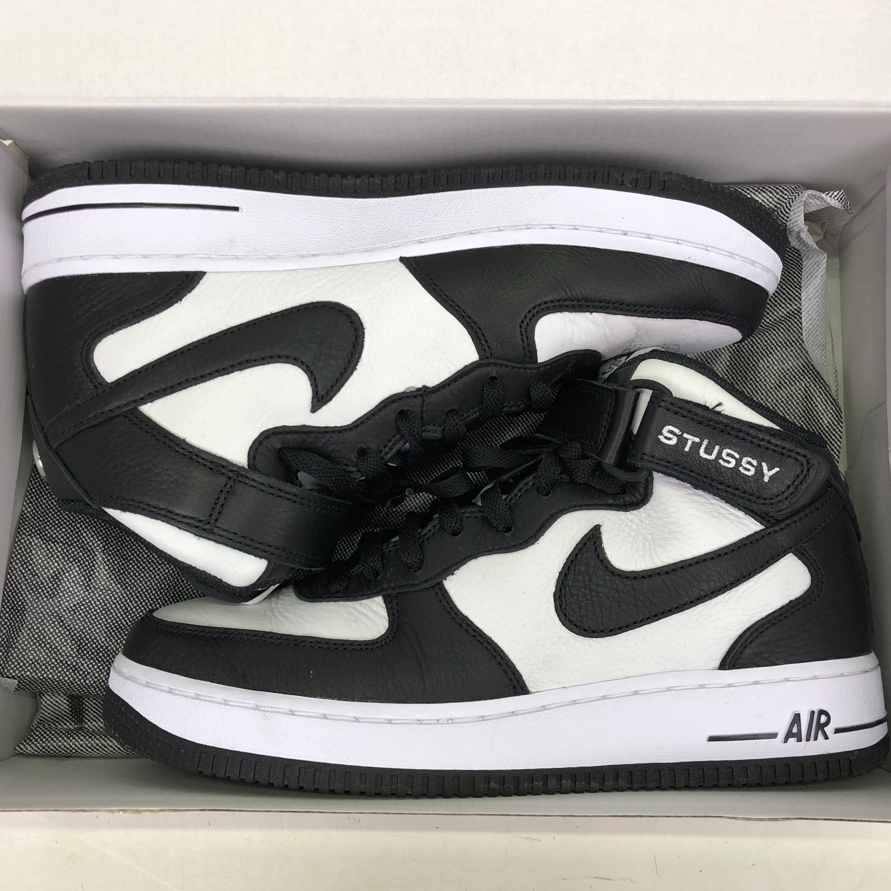 Stussy × Nike Air Force 1 Mid "Black and Light Bone"