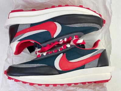 UNDERCOVER × sacai × Nike LD Waffle "Midnight Spruce/Pale Ivory-Dark Grey-University Red"