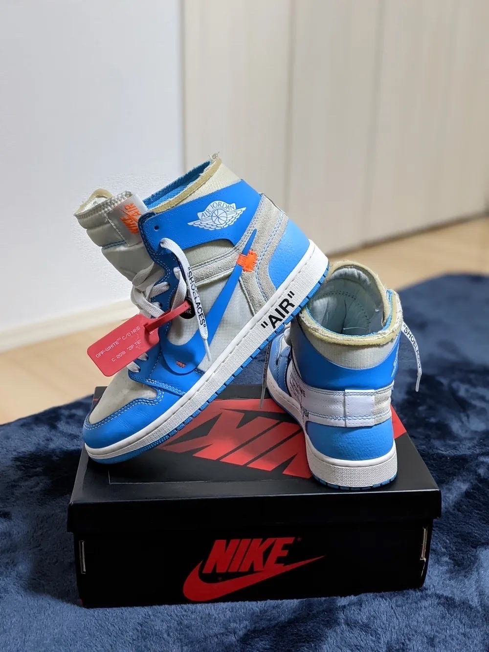Off-White × Nike Air Jordan 1 High UNC "White/Dark Powder Blue"