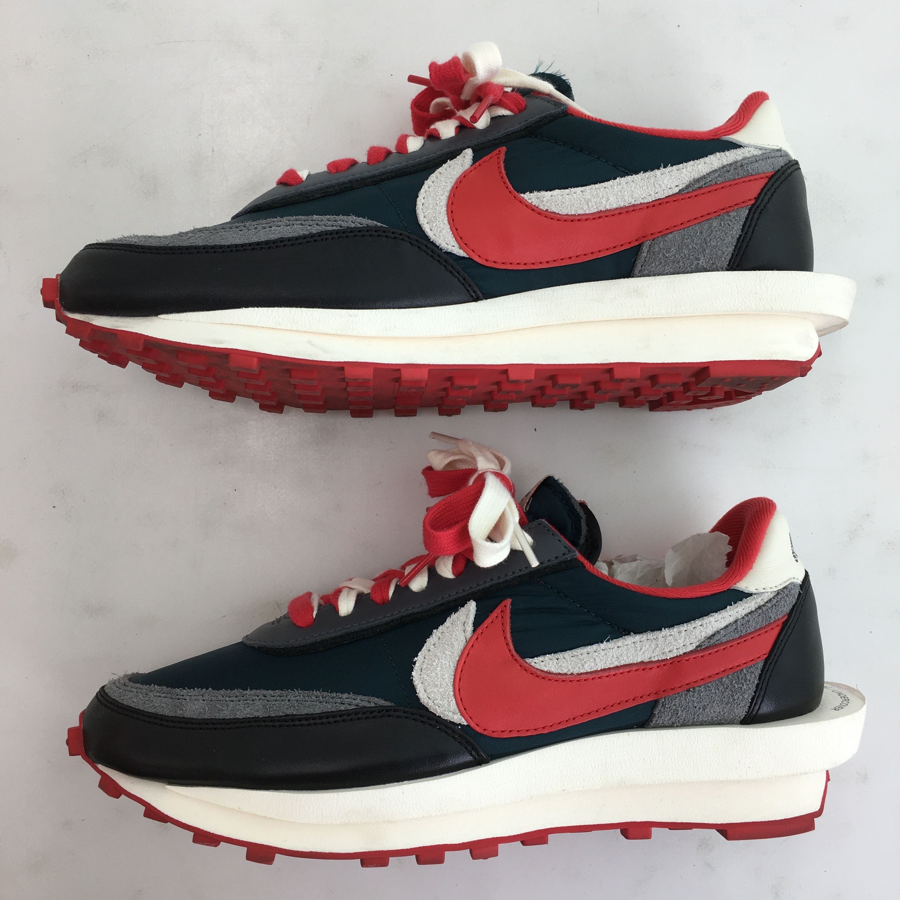 UNDERCOVER × sacai × Nike LD Waffle "Midnight Spruce/Pale Ivory-Dark Grey-University Red"