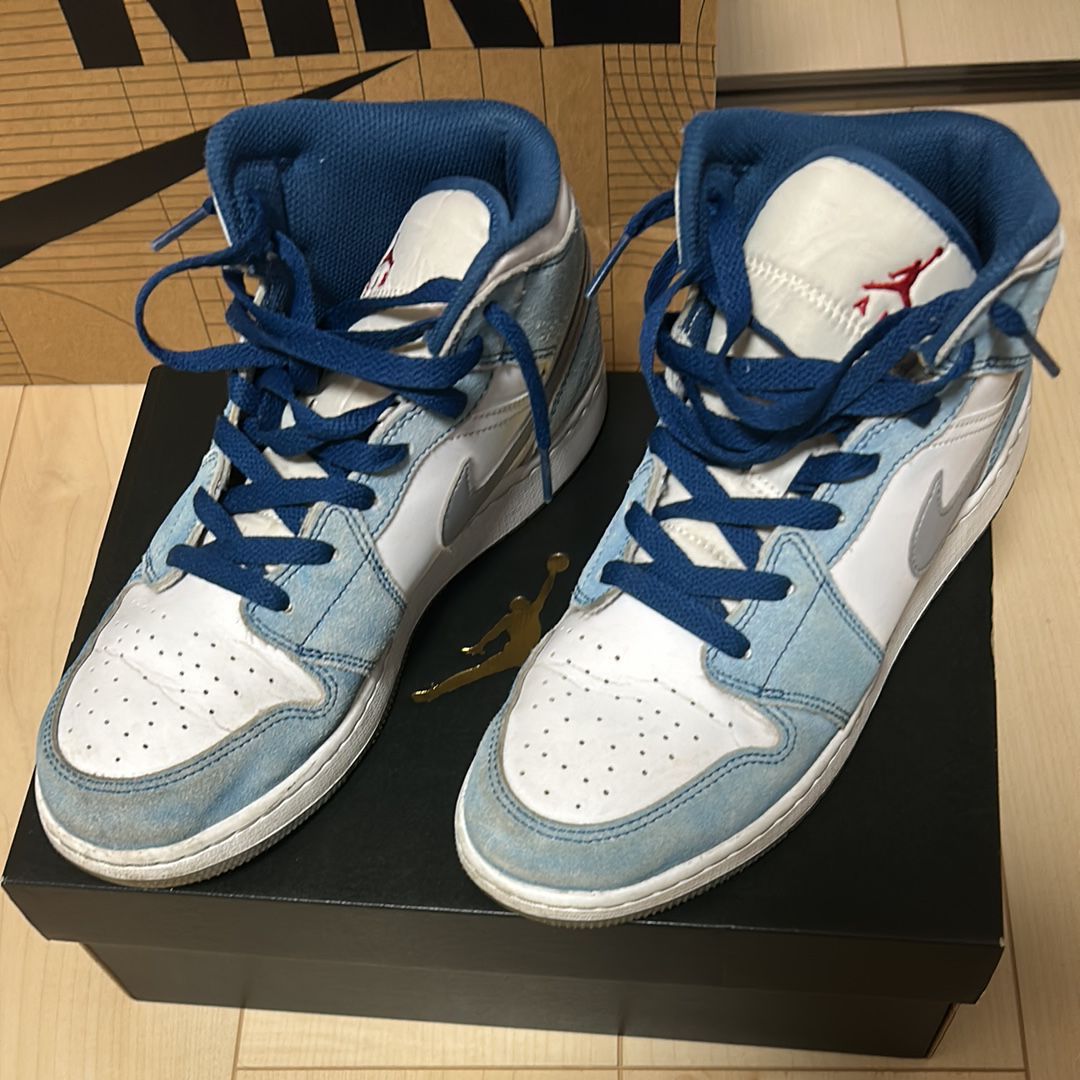 Nike GS Air Jordan 1 Mid "White/University Blue/Grey"