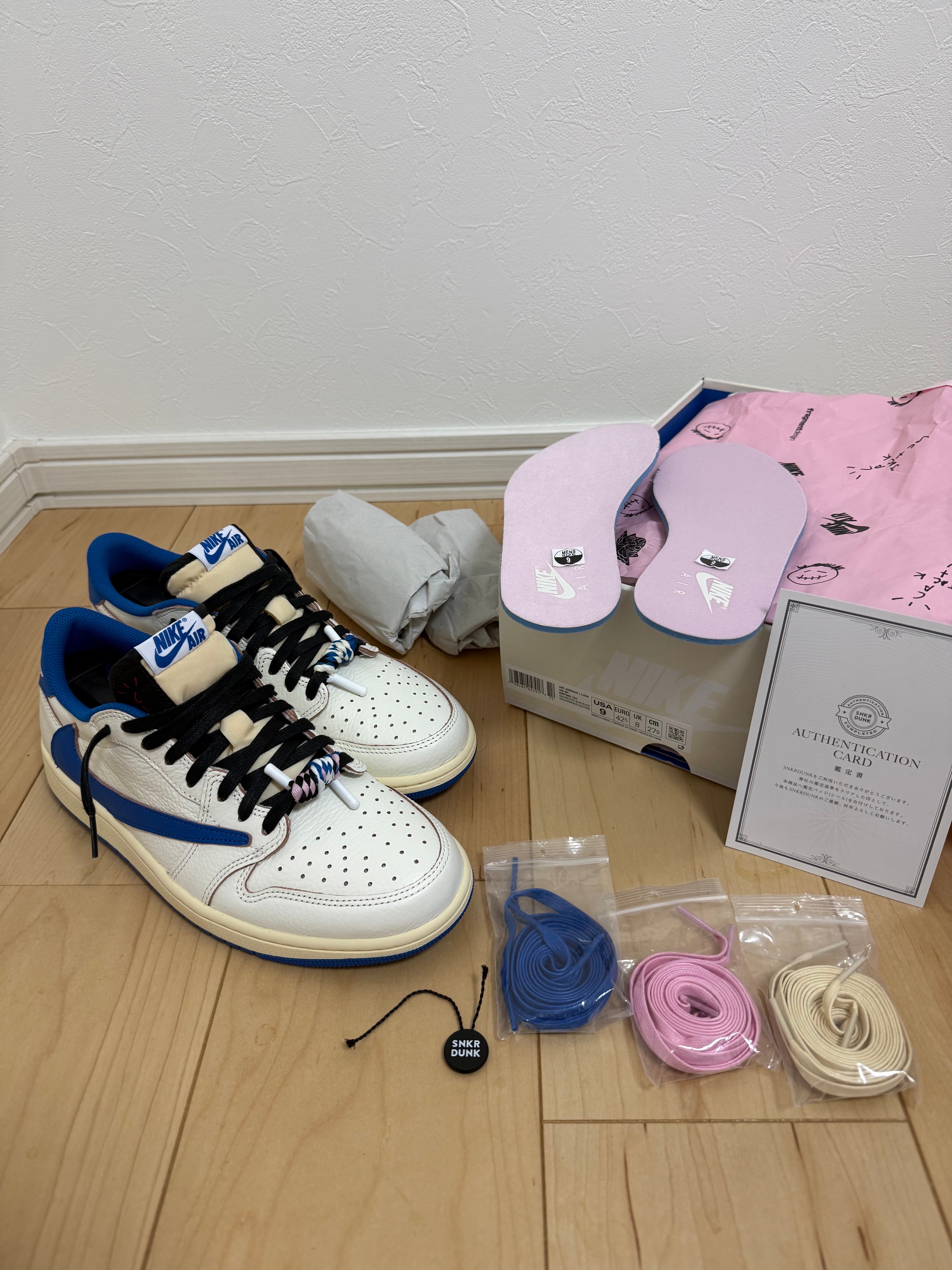 Travis Scott × fragment design × Nike Air Jordan 1 Low OG "Sail/Military Blue"