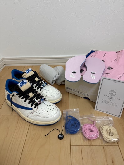 Travis Scott × fragment design × Nike Air Jordan 1 Low OG "Sail/Military Blue"
