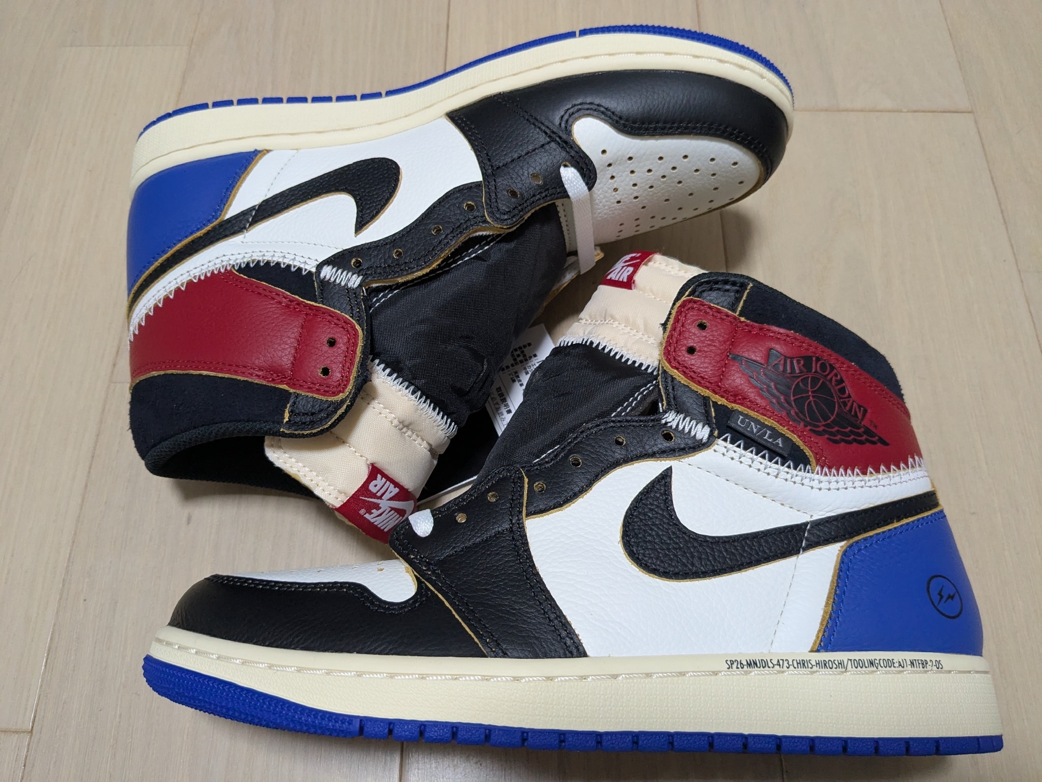 fragment design × UNION × Nike Air Jordan 1 High OG "Black/Varsity Red"