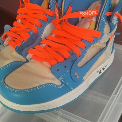 Off-White × Nike Air Jordan 1 High UNC "White/Dark Powder Blue"