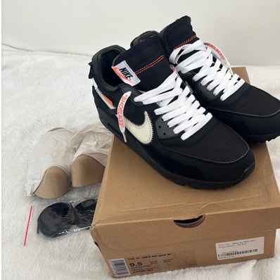 Off-White × Nike Air Max 90 "Black/Black-Cone-White"