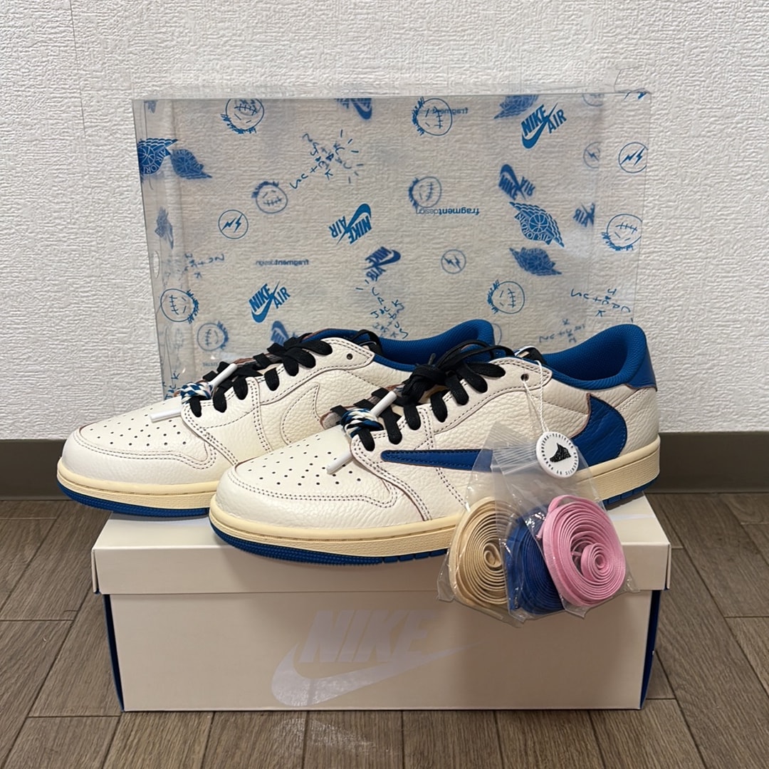 Travis Scott × fragment design × Nike Air Jordan 1 Low OG "Sail/Military Blue"