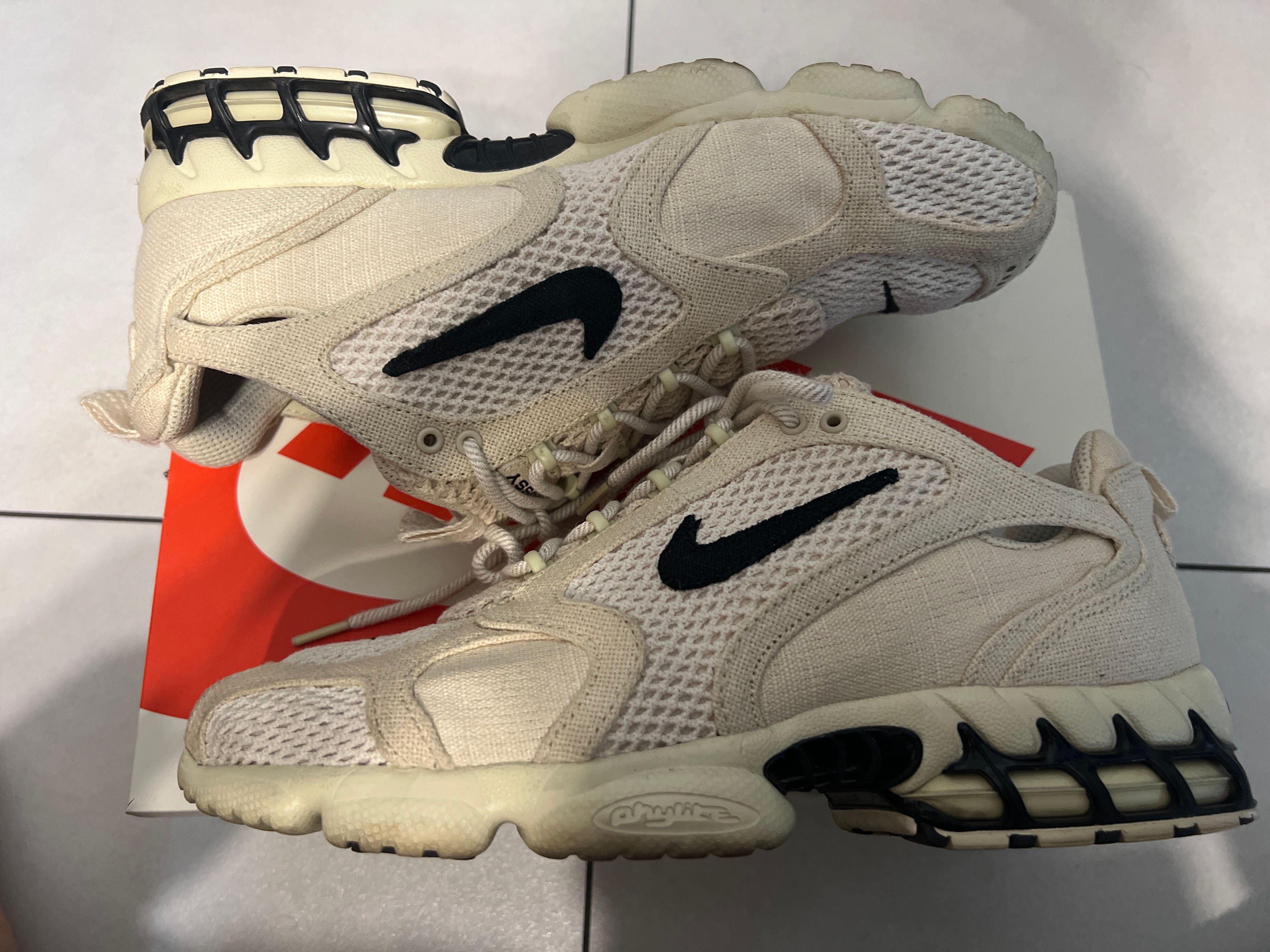 Stussy × Nike Air Zoom Spiridon CG 2 "Fossil/Black"