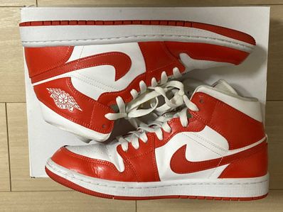 NIKE Women's AIR JORDAN 1 MID "WHITE/HABANERO RED"