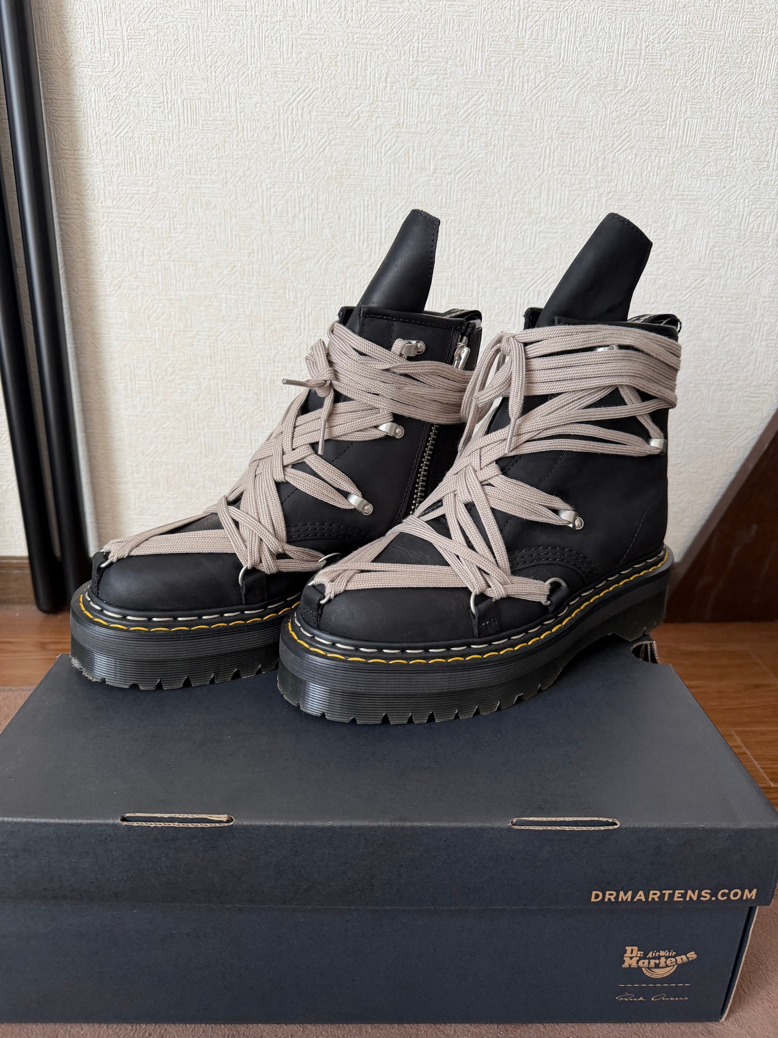 Rick Owens × Dr.Martens 1460 Quad Sole Megalace Boot "Black"