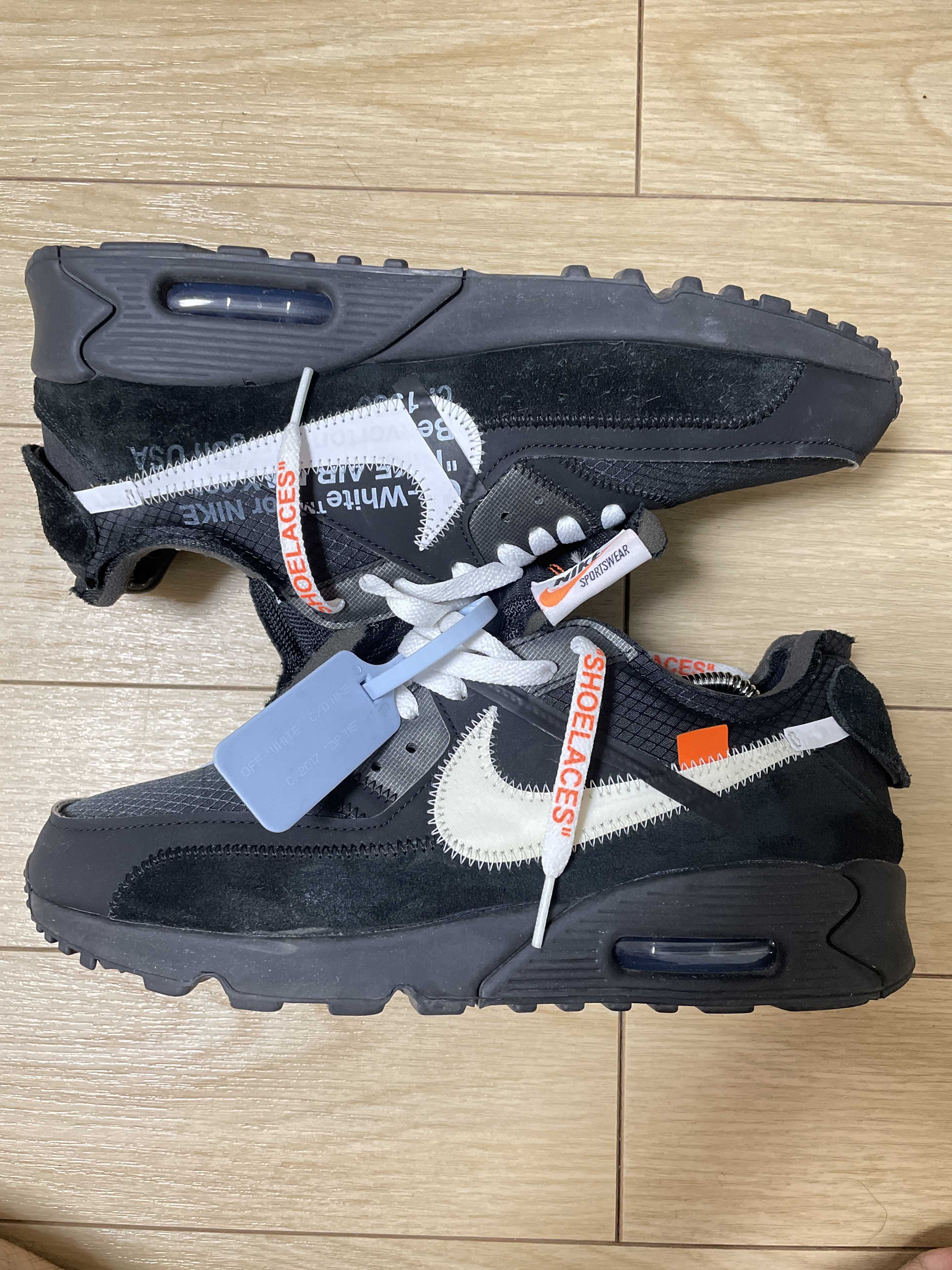Off-White × Nike Air Max 90 "Black/Black-Cone-White"