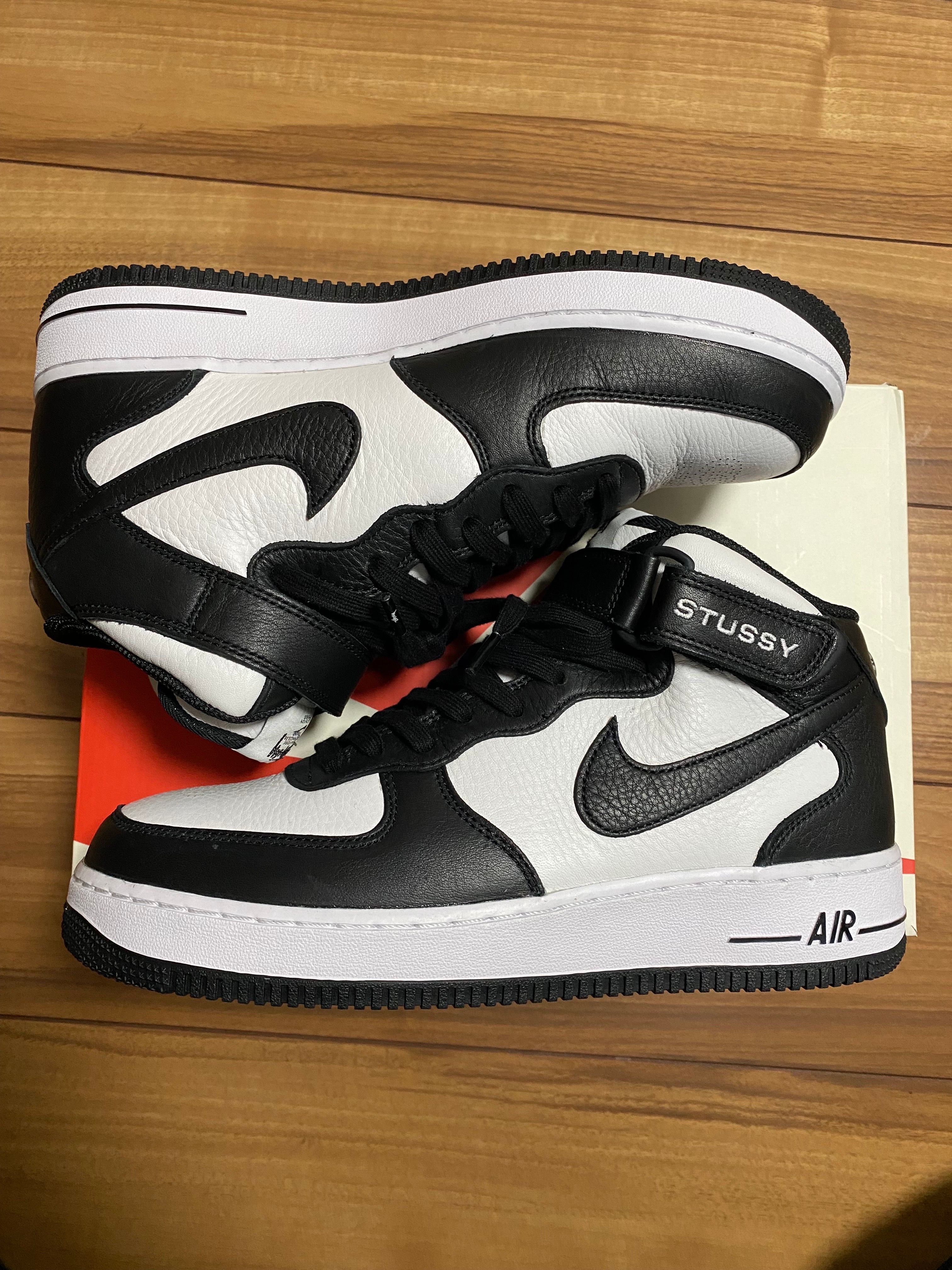 Stussy × Nike Air Force 1 Mid "Black and Light Bone"