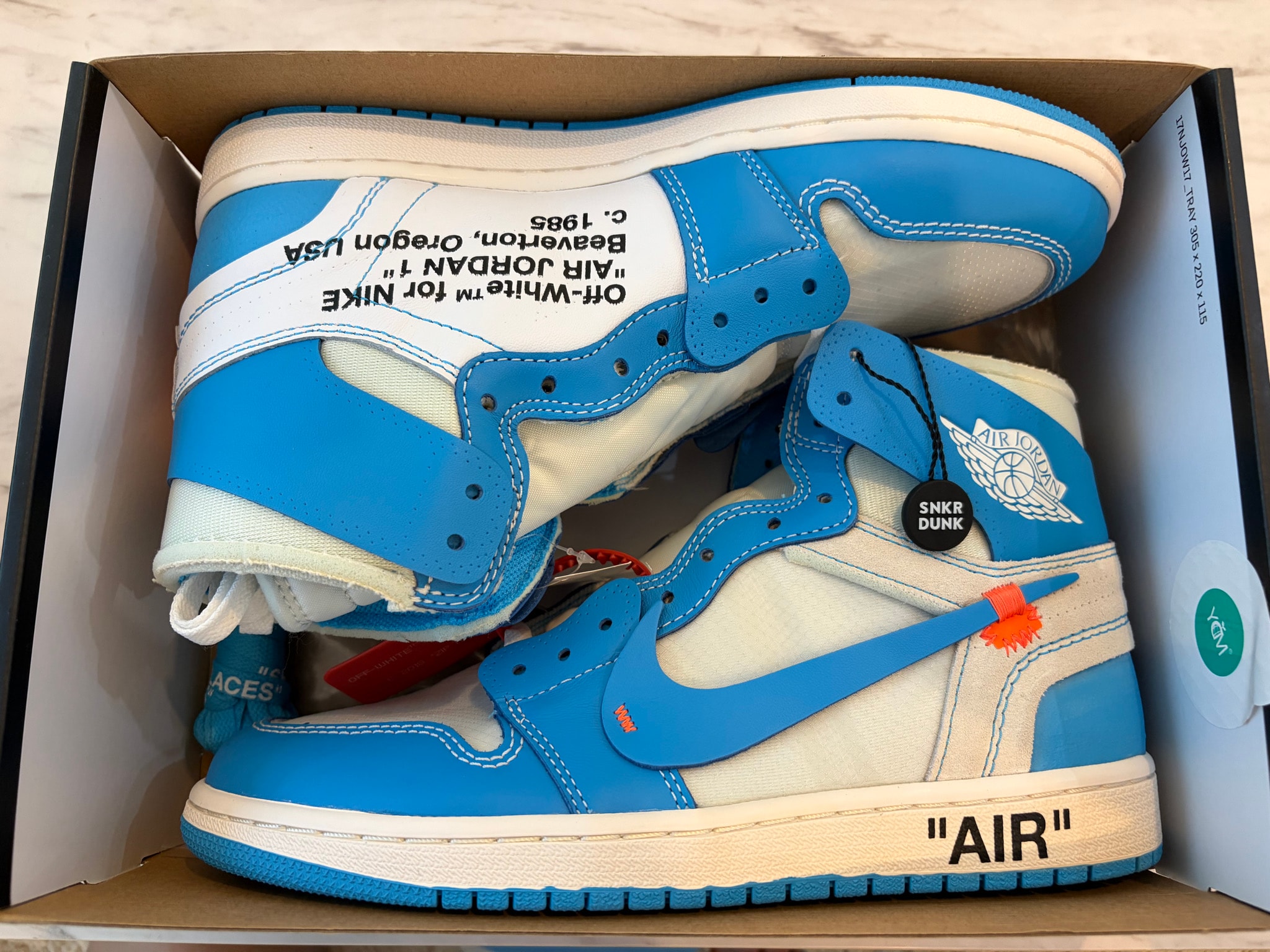 Off-White × Nike Air Jordan 1 High UNC "White/Dark Powder Blue"