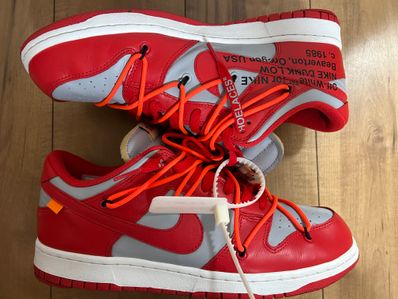 Off-White × Nike Dunk Low "University Red/Wolf Grey"