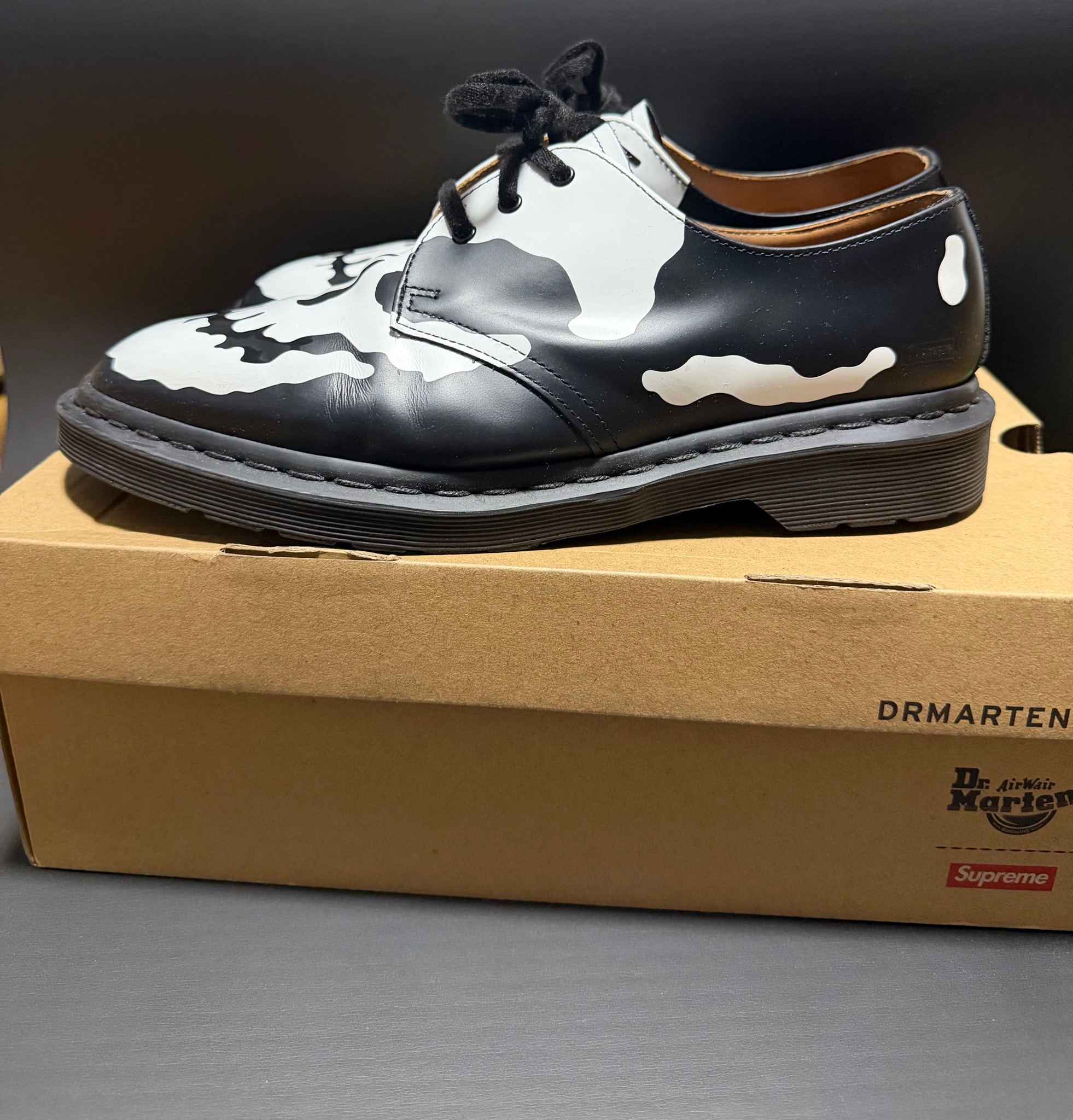 Supreme × Dr.Martens 1461 Skull 3 Eye Shoe "Black/White" (25FW Week 14)
