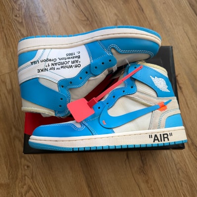 Off-White × Nike Air Jordan 1 High UNC "White/Dark Powder Blue"