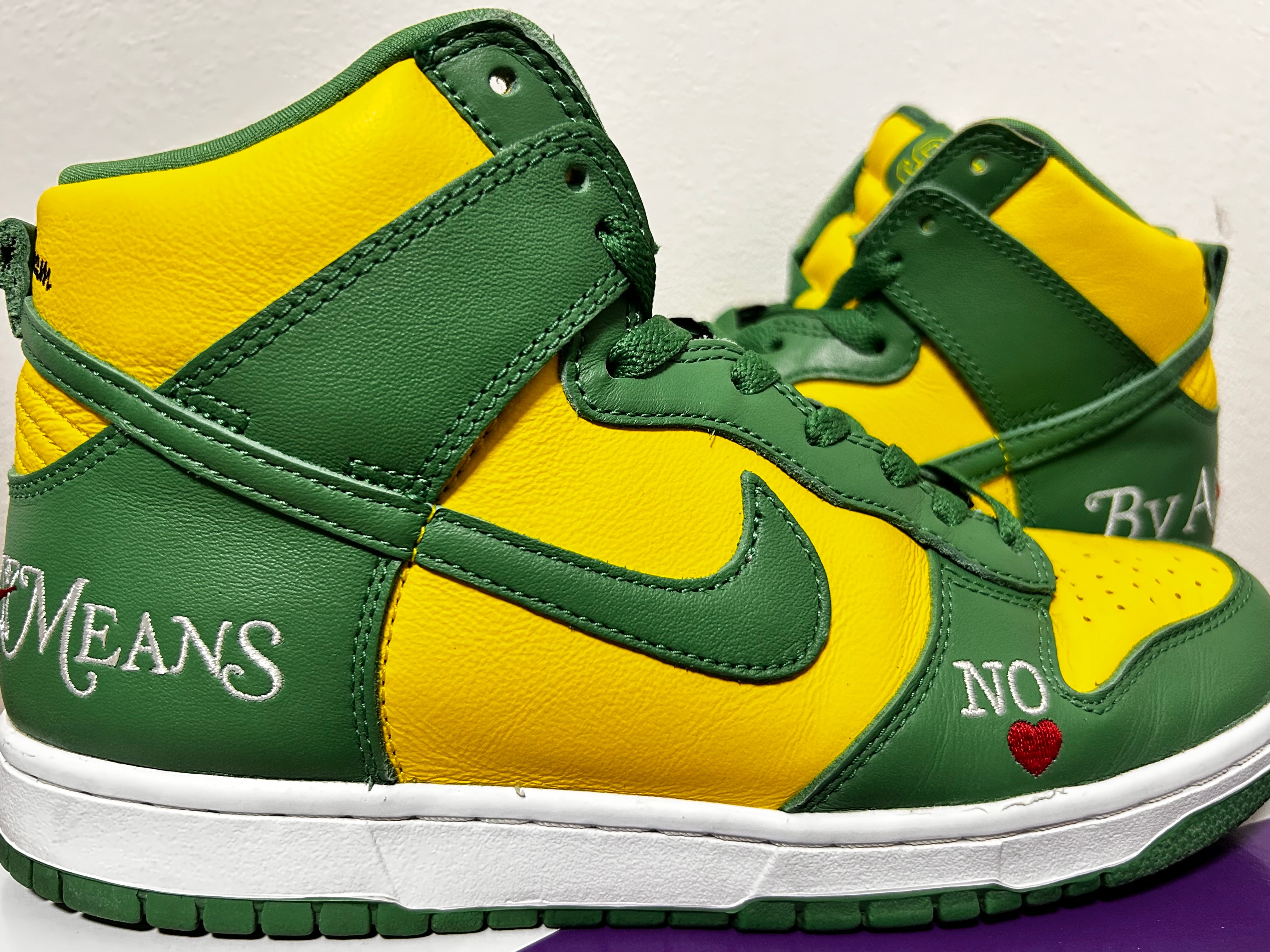 Supreme × Nike SB Dunk High By Any Means "Brazil"