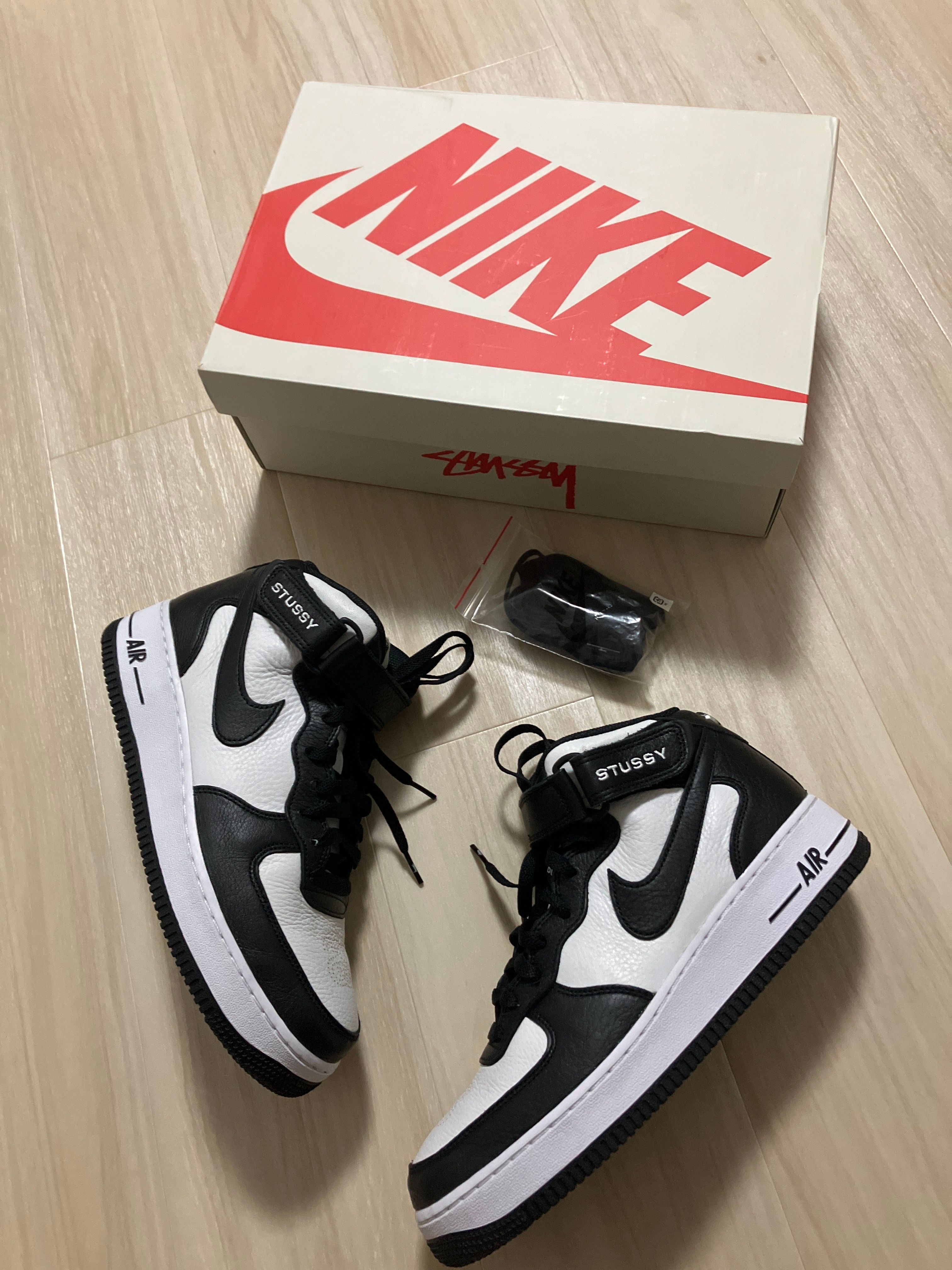 Stussy × Nike Air Force 1 Mid "Black and Light Bone"