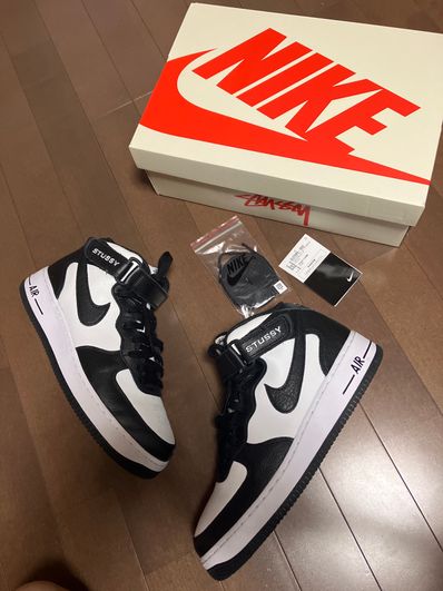 Stussy × Nike Air Force 1 Mid "Black and Light Bone"