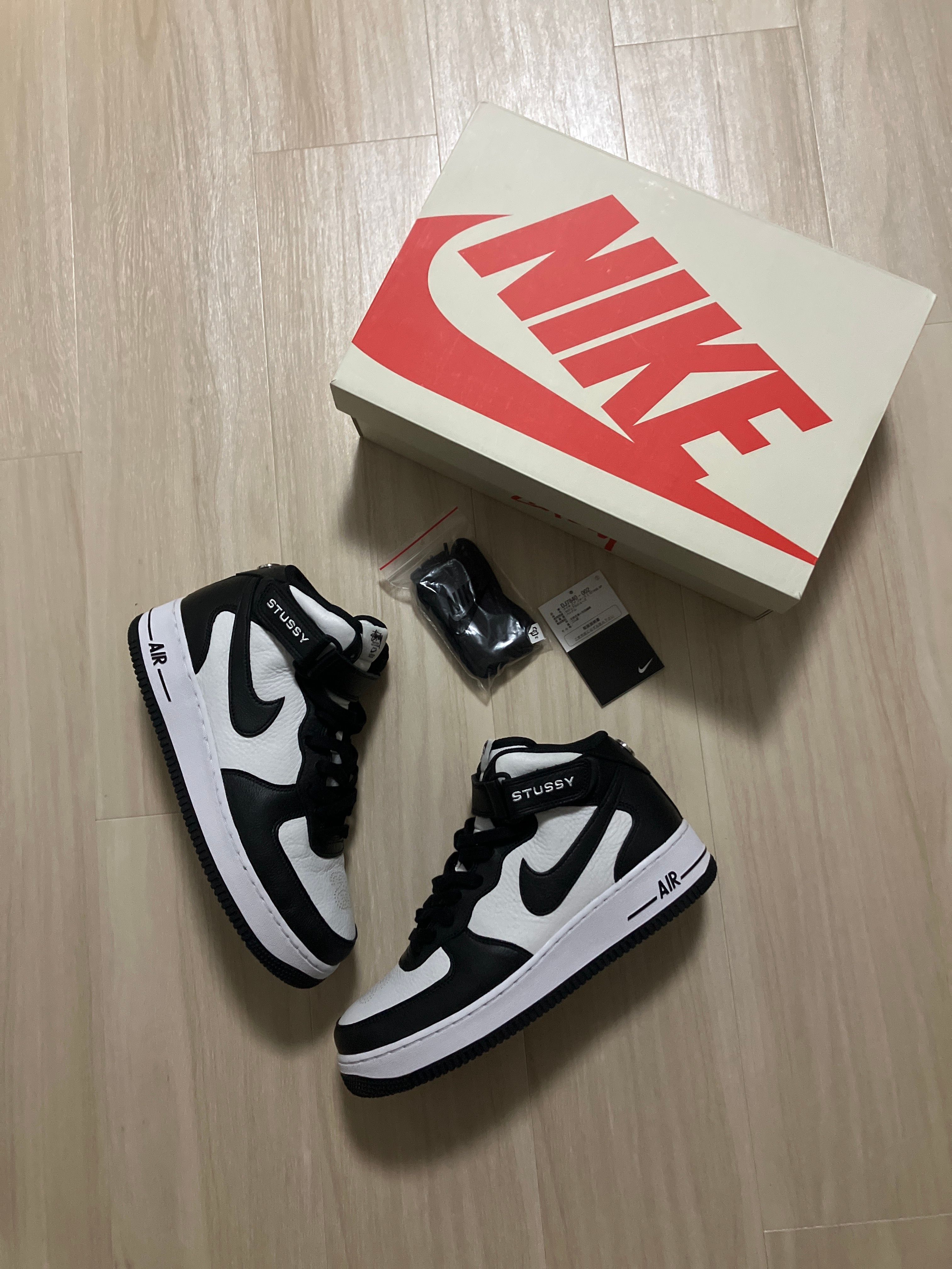 Stussy × Nike Air Force 1 Mid "Black and Light Bone"