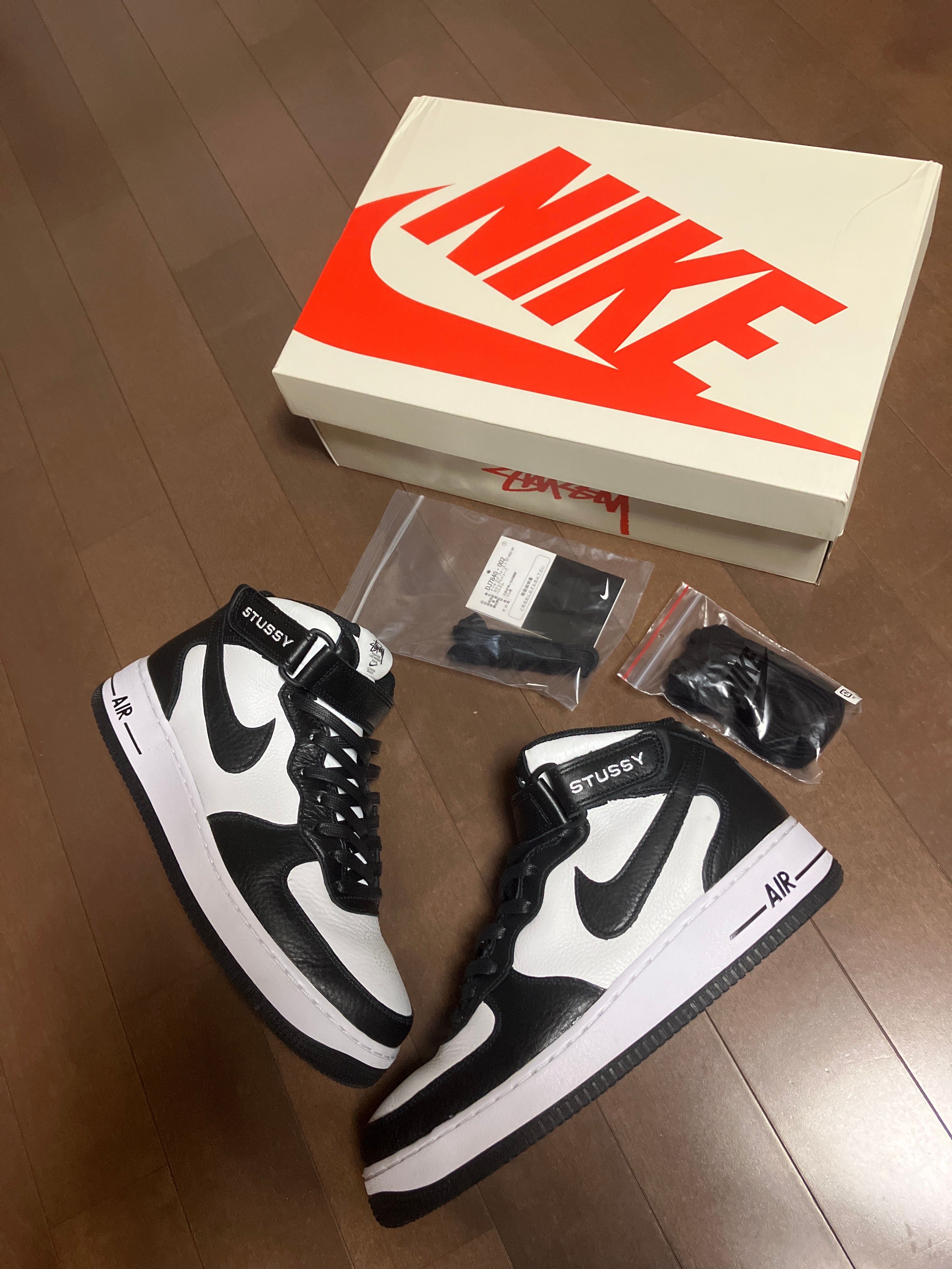 Stussy × Nike Air Force 1 Mid "Black and Light Bone"