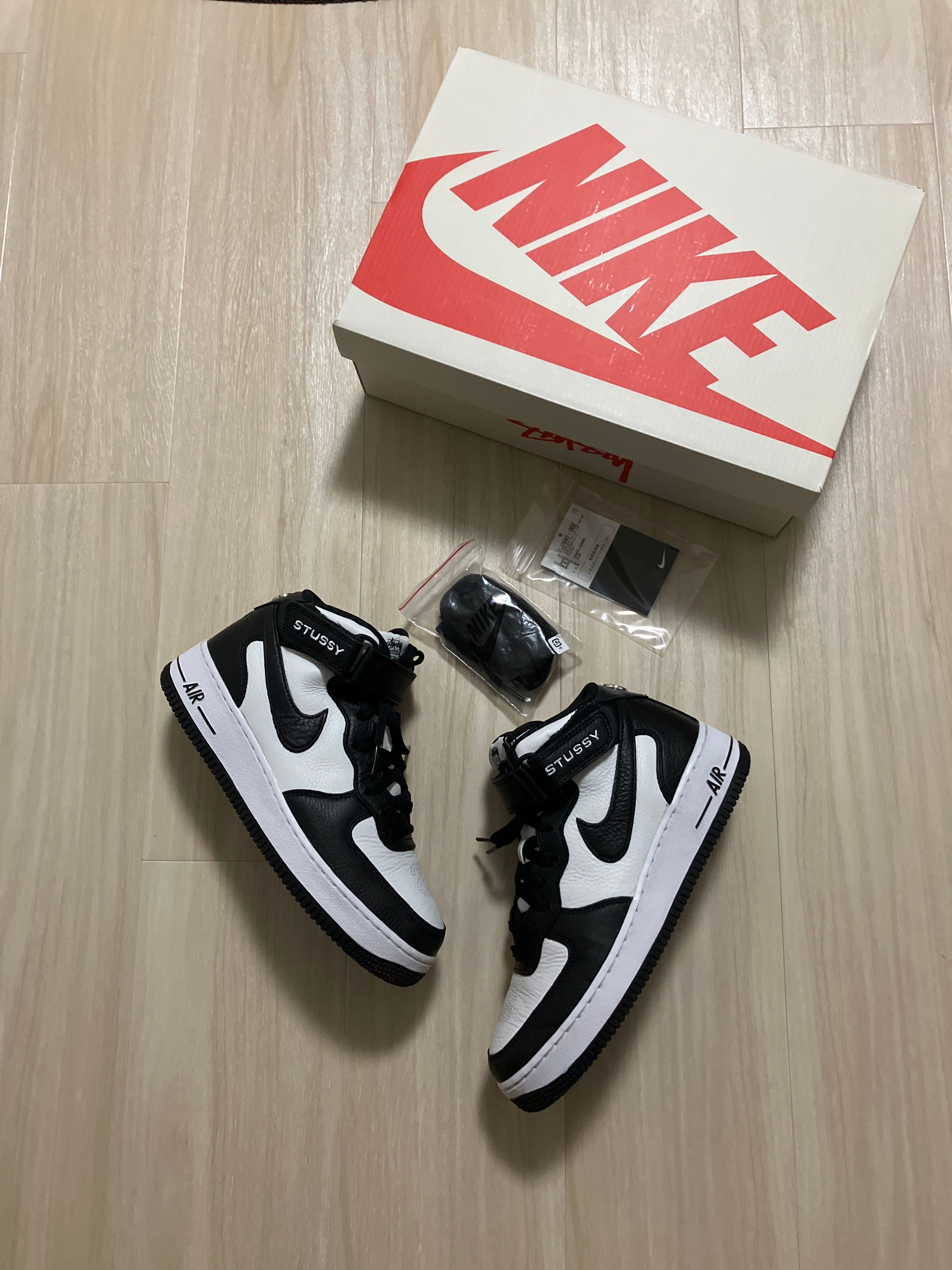 Stussy × Nike Air Force 1 Mid "Black and Light Bone"