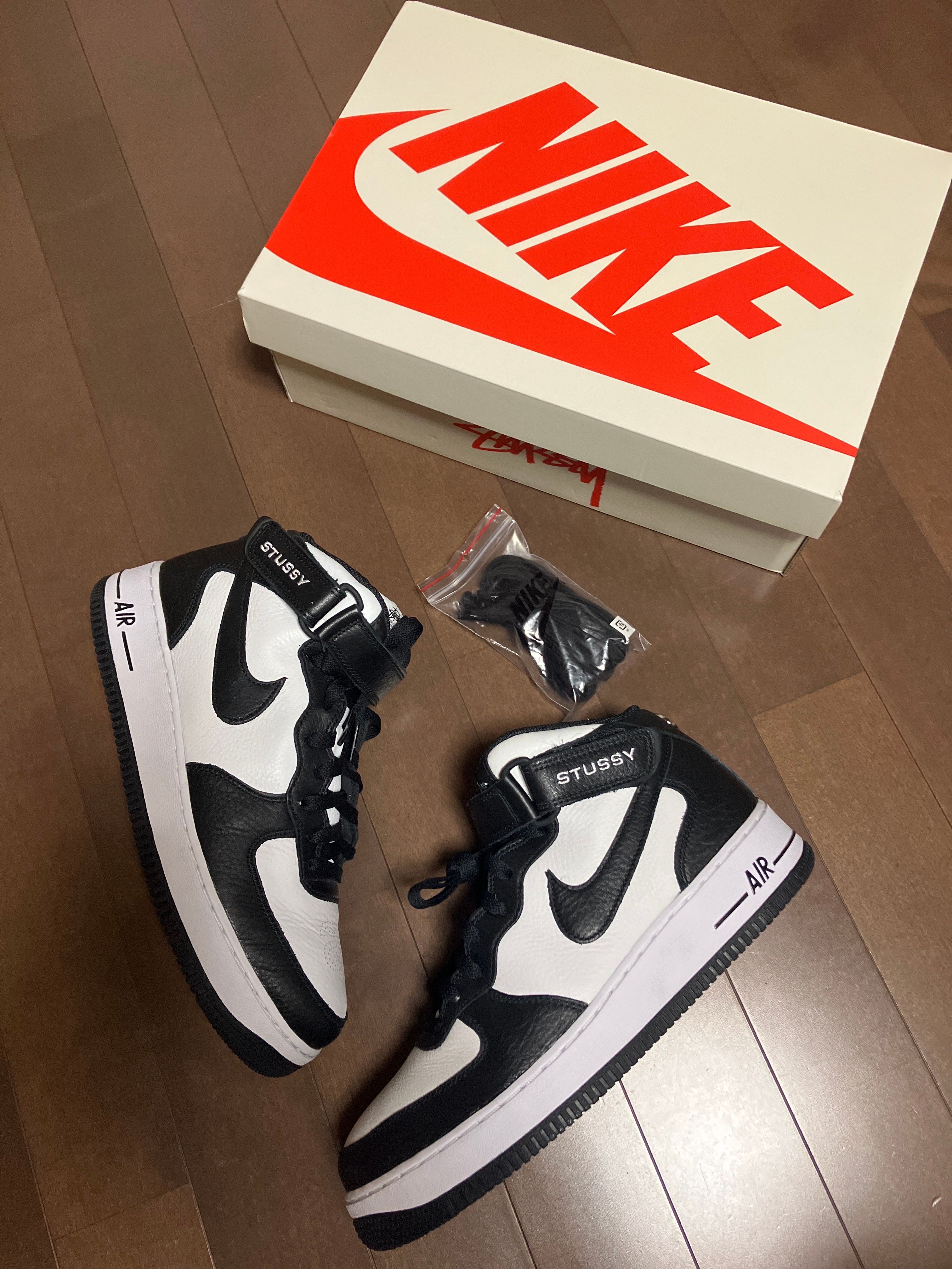 Stussy × Nike Air Force 1 Mid "Black and Light Bone"