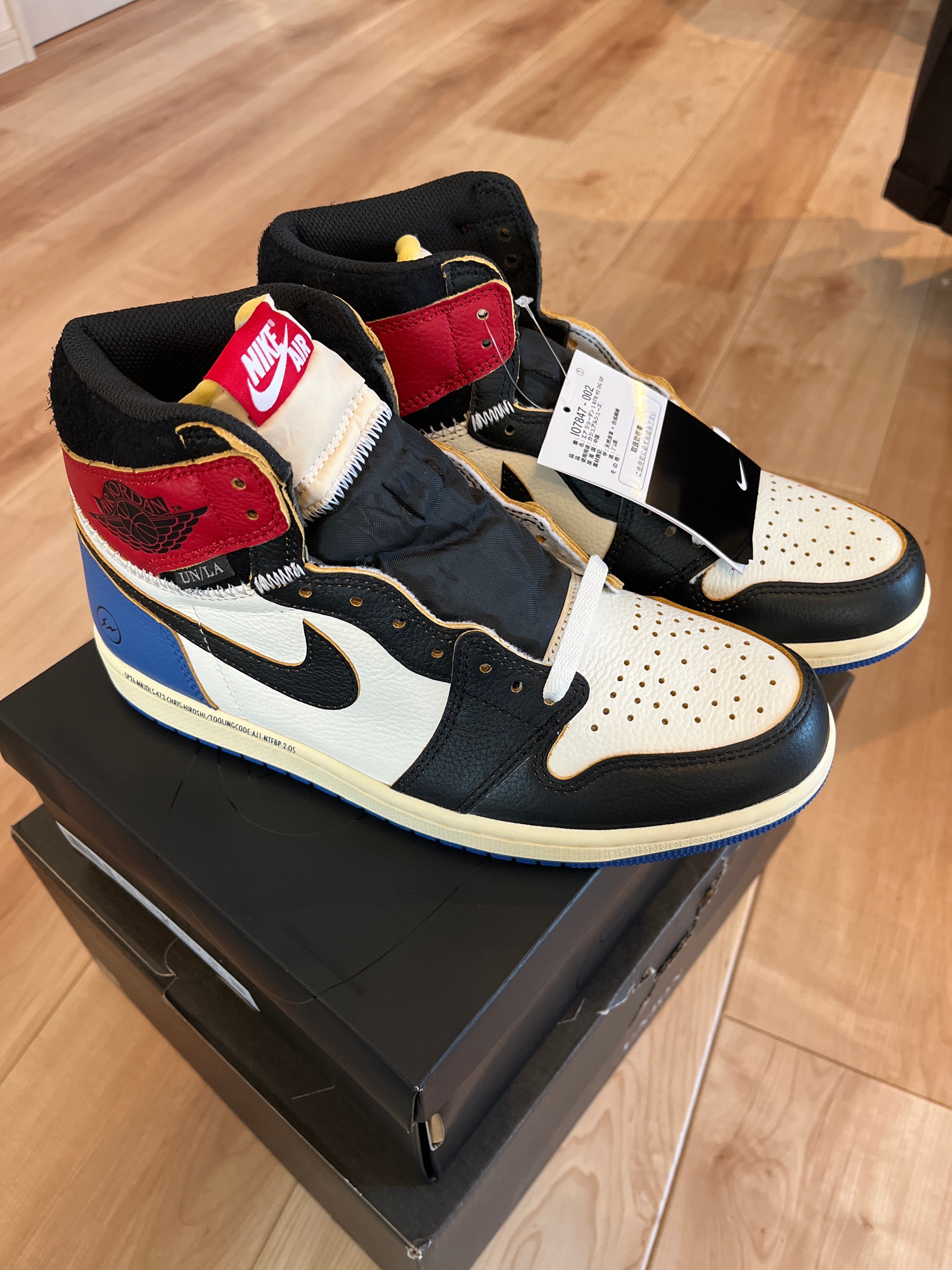 fragment design × UNION × Nike Air Jordan 1 High OG "Black/Varsity Red"