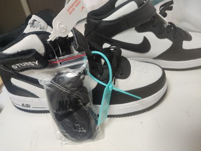 Stussy × Nike Air Force 1 Mid "Black and Light Bone"