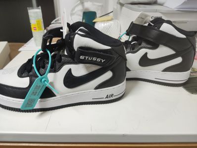 Stussy × Nike Air Force 1 Mid "Black and Light Bone"