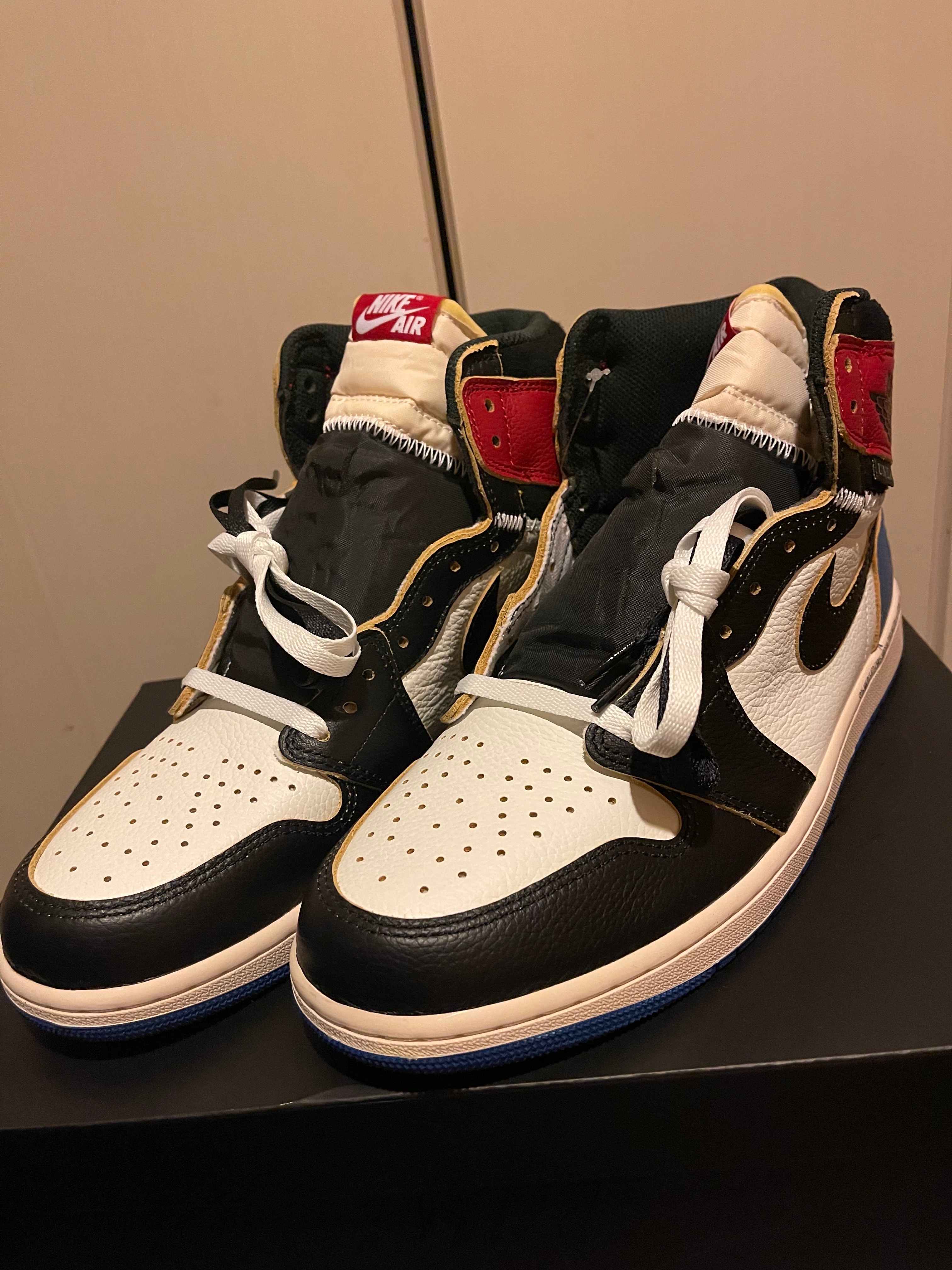 fragment design × UNION × Nike Air Jordan 1 High OG "Black/Varsity Red"