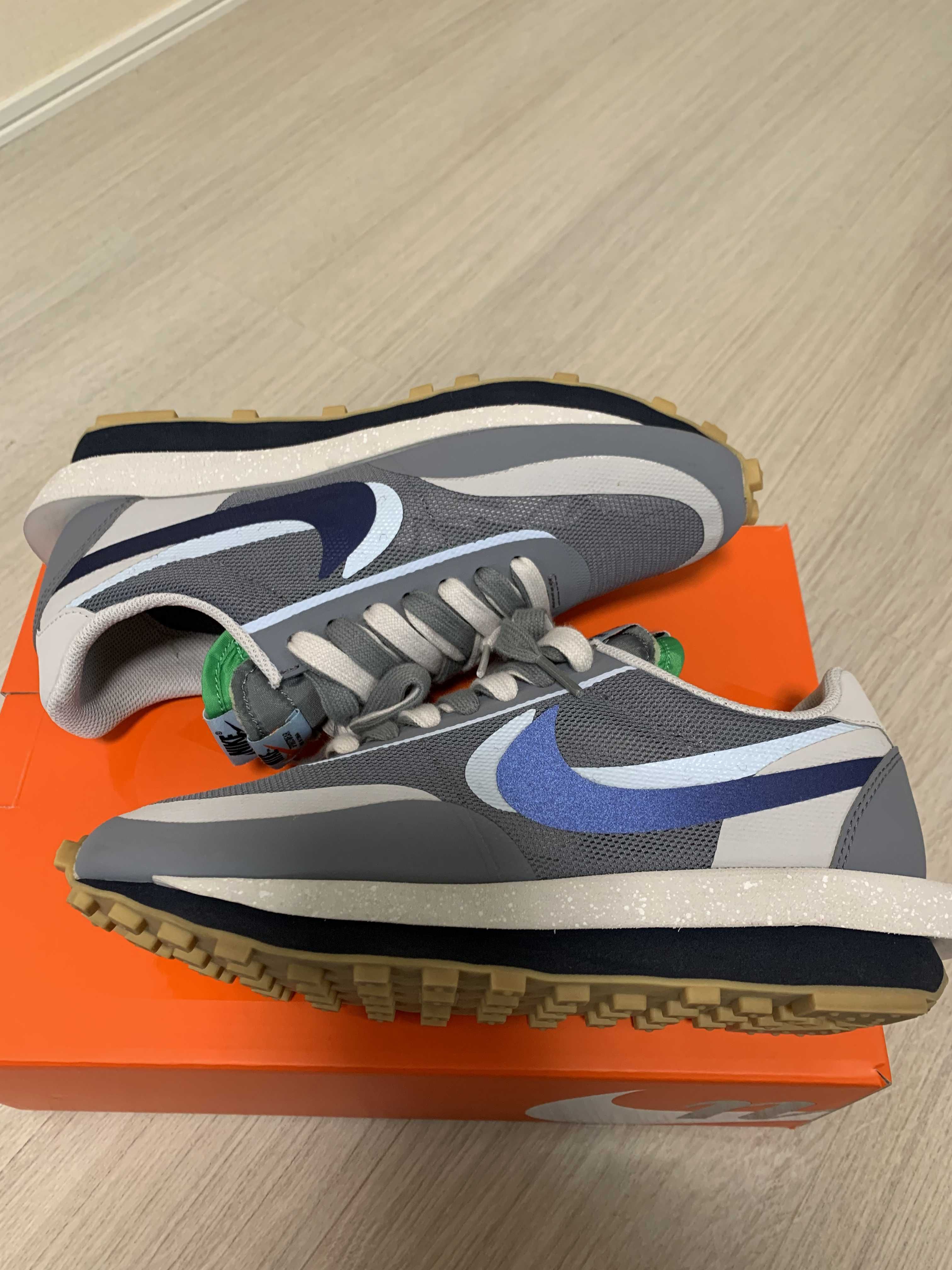 CLOT × Sacai × Nike LD Waffle "Grey Obsidian/Cool Grey"