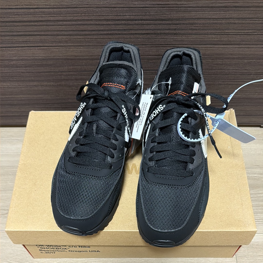 Off-White × Nike Air Max 90 "Black/Black-Cone-White"