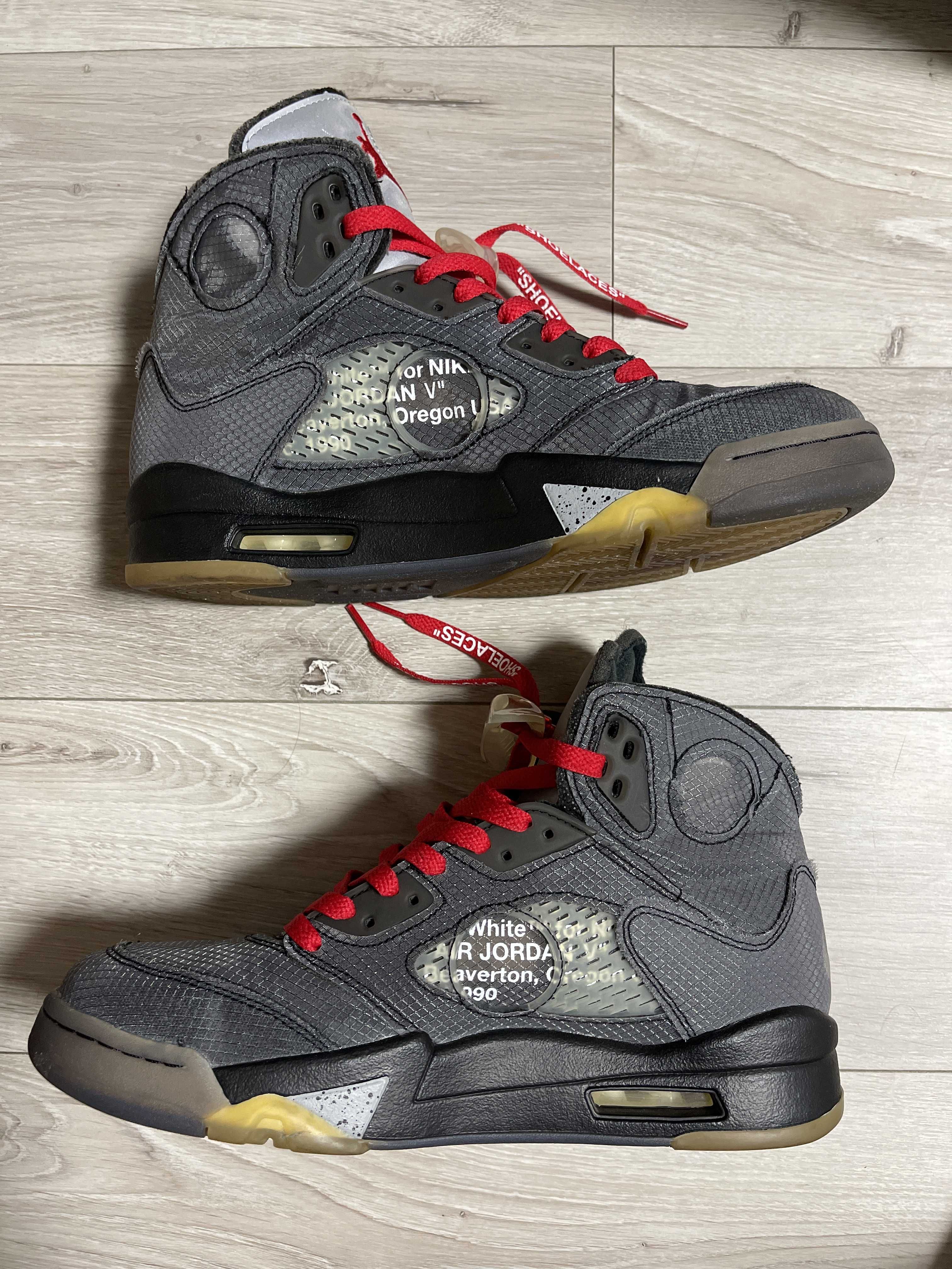 Off-White × Nike Air Jordan 5 "Black/Muslin/Fire Red"