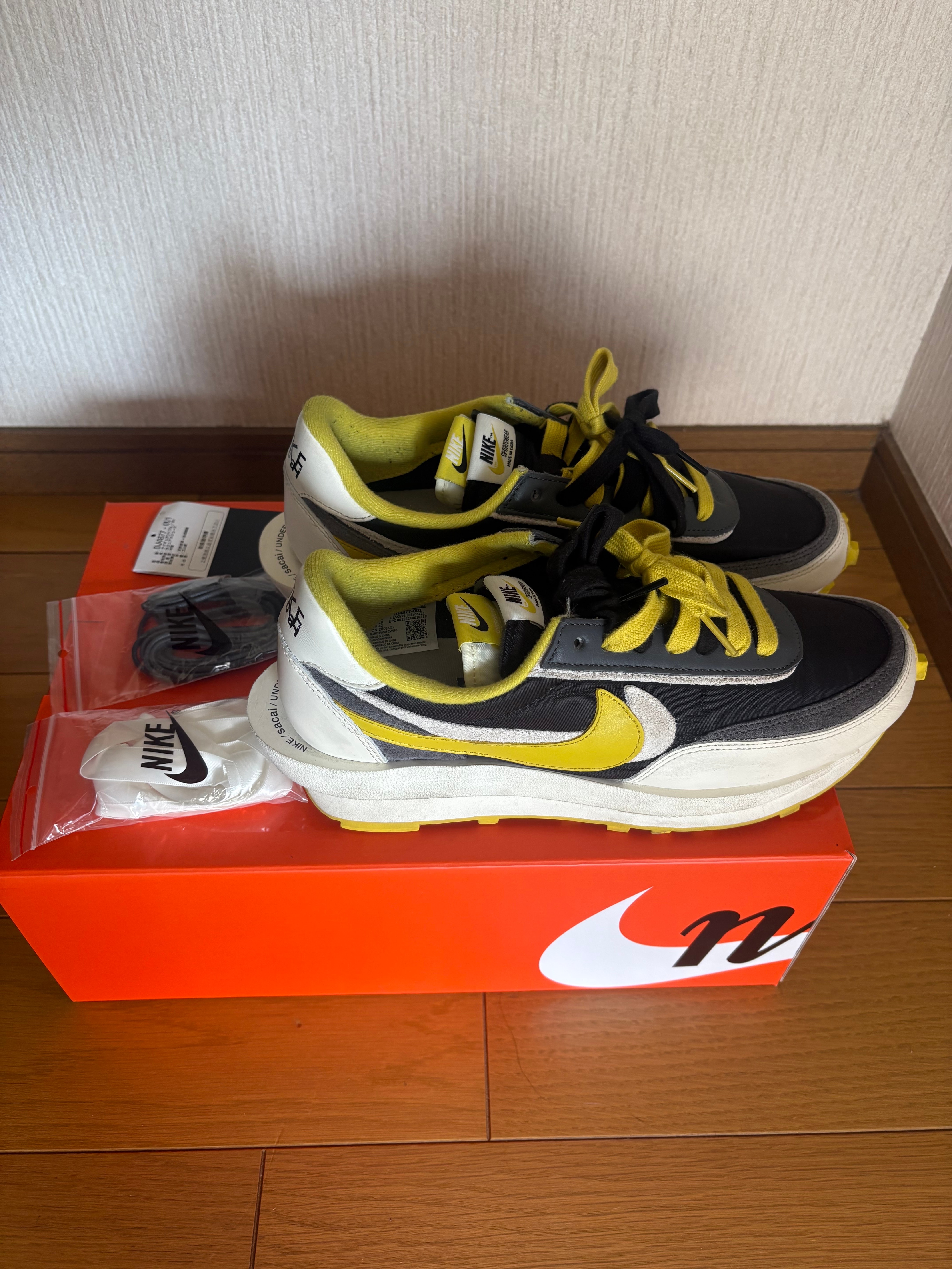 UNDERCOVER × sacai × Nike LD Waffle "Black/Sail-Dark Grey-Bright Citron"