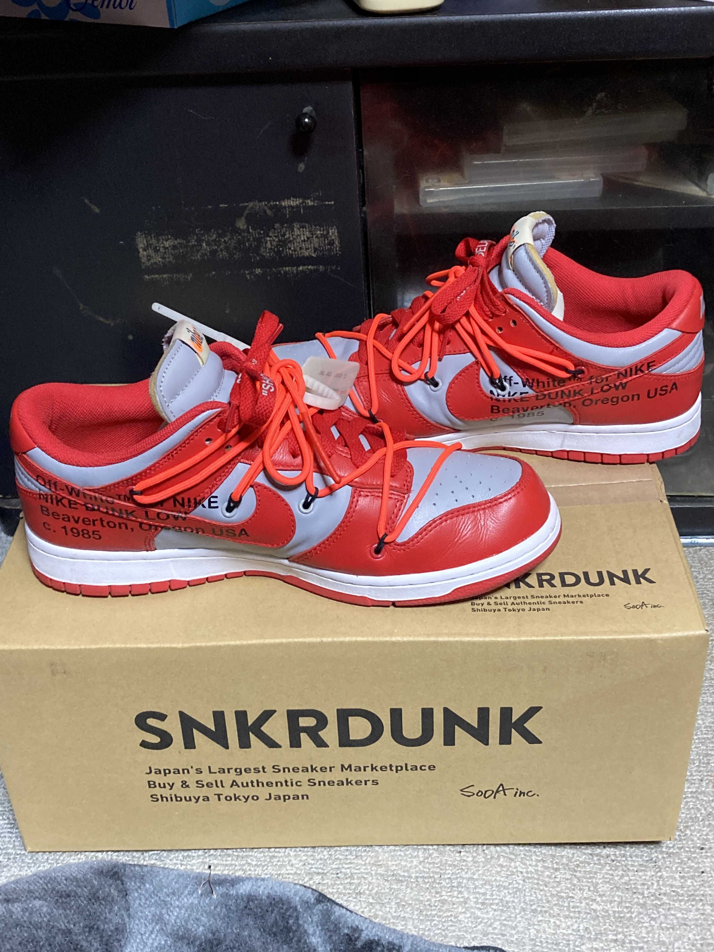 Off-White × Nike Dunk Low "University Red/Wolf Grey"