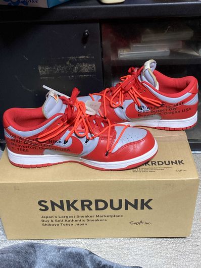 Off-White × Nike Dunk Low "University Red/Wolf Grey"