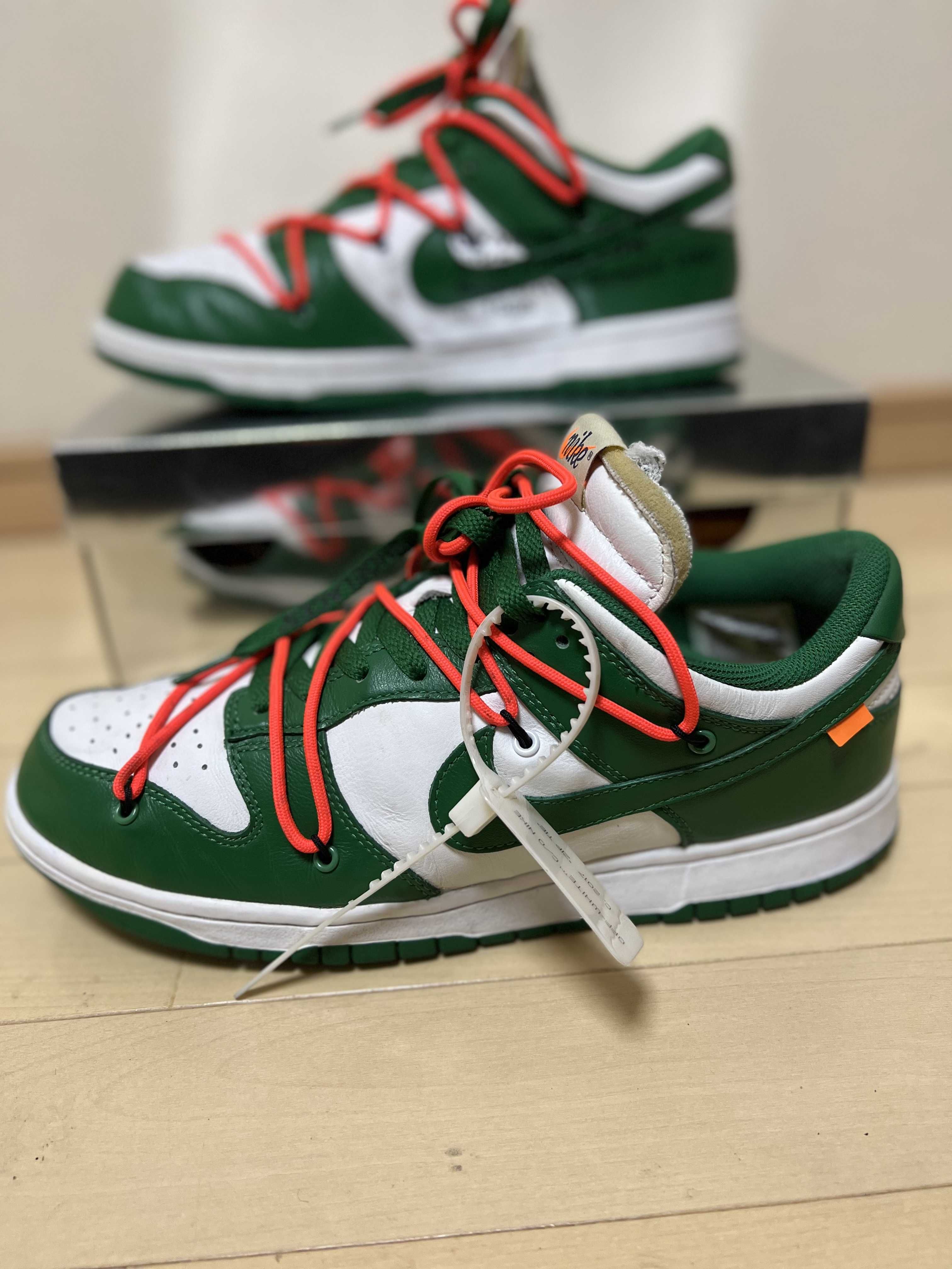 Off-White × Nike Dunk Low "White/Pine Green"